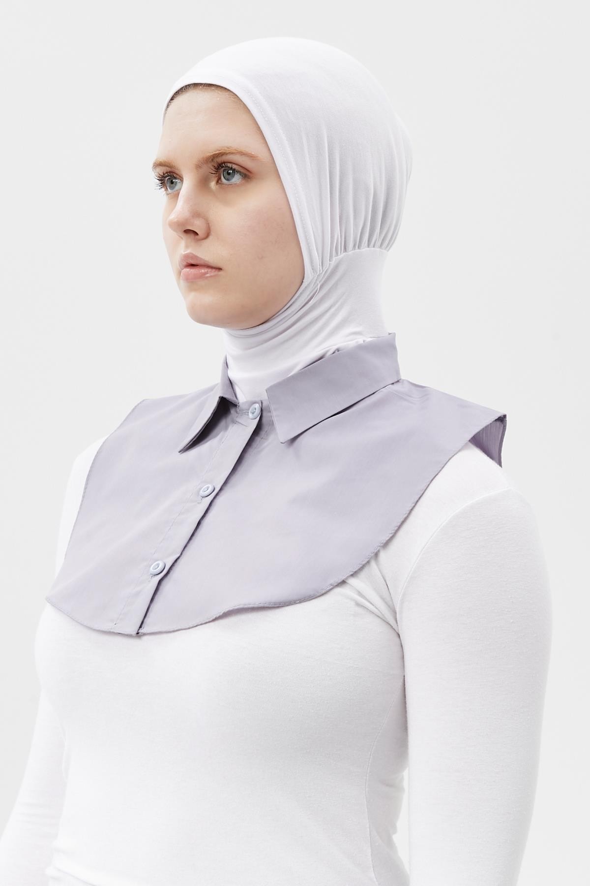 Women's Plain Shirt Hijab Neck Cover - Grey