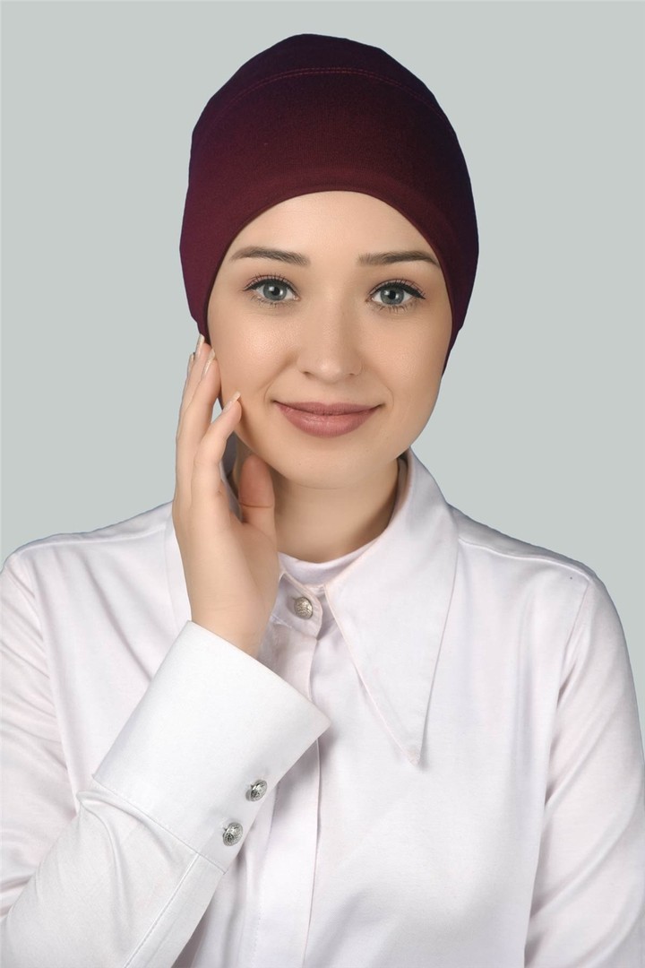 Instant Practical Snap-On Long Hijab Bonnet - Burgundy