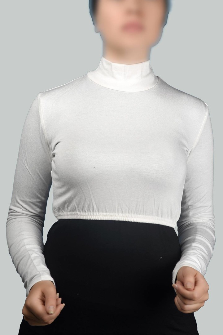 Long Sleeve Turtleneck Top - Ecru