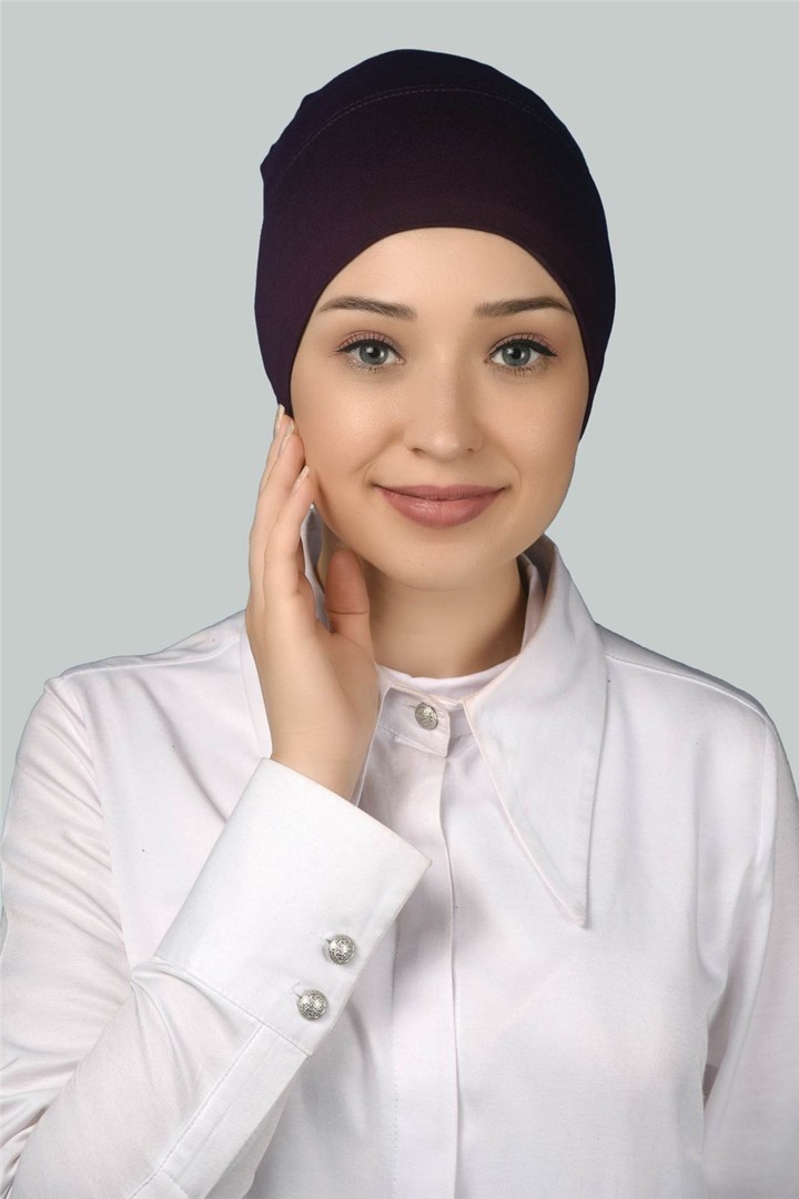 Instant Practical Snap-On Long Hijab Bonnet - Plum