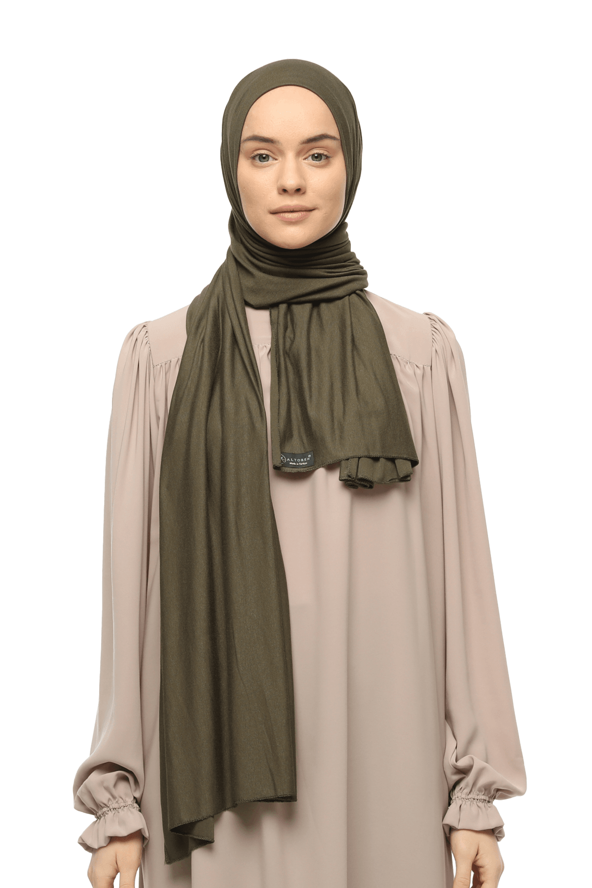 Cotton Jersey Shawl Hijab - Soft & Stretchy  - Army Green