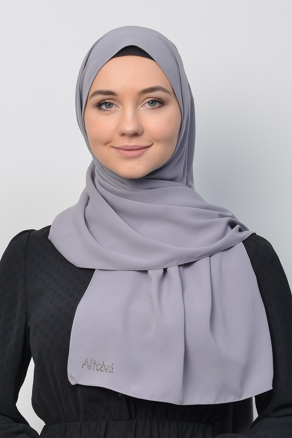 Medina Silk Shawl Hijab - Premium Quality - Grey