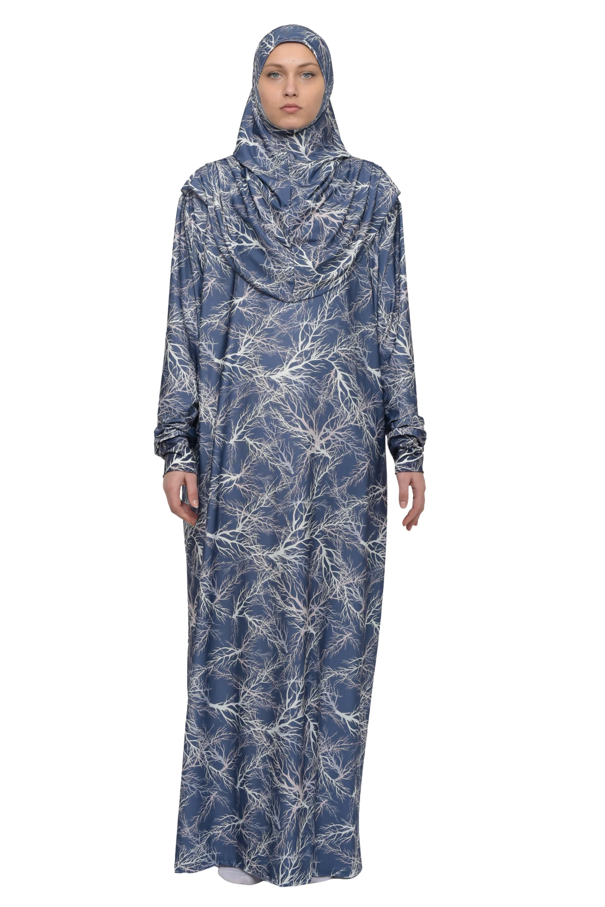 Innovative Lycra One-Piece Prayer Dress - Elegant and Practical - Navy Blue