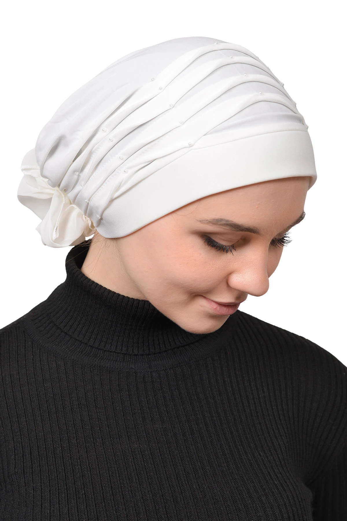 Pileli İncili Nervür Tesettür Bone