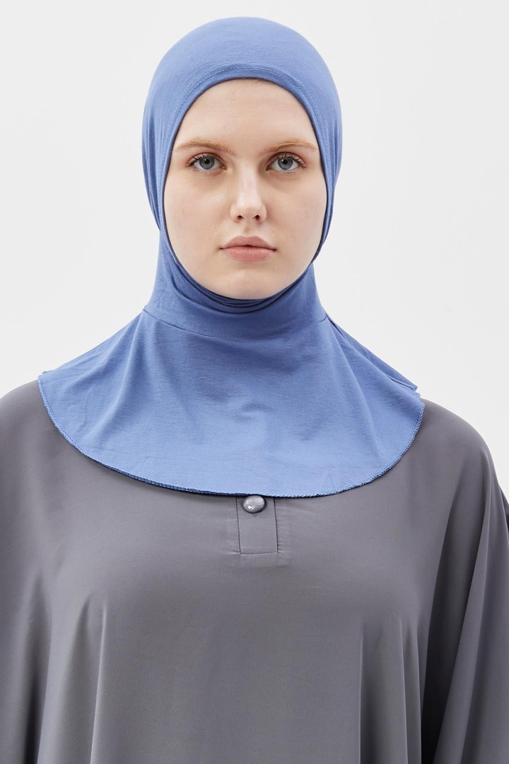 Instant Hijab Scarf with Neck Collar - Light Jeans