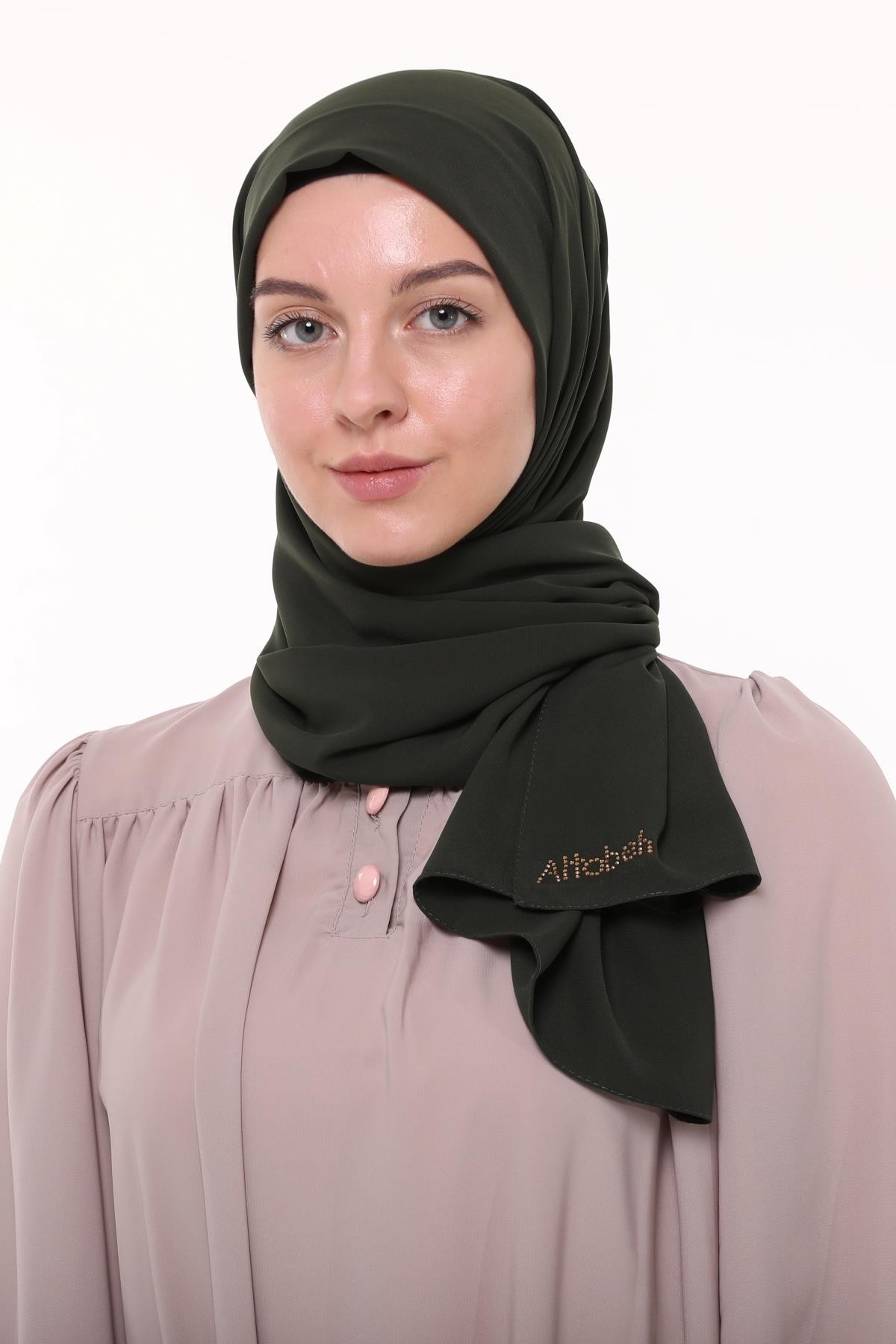 Medina Silk Shawl Hijab - Premium Quality - Dark Khaki