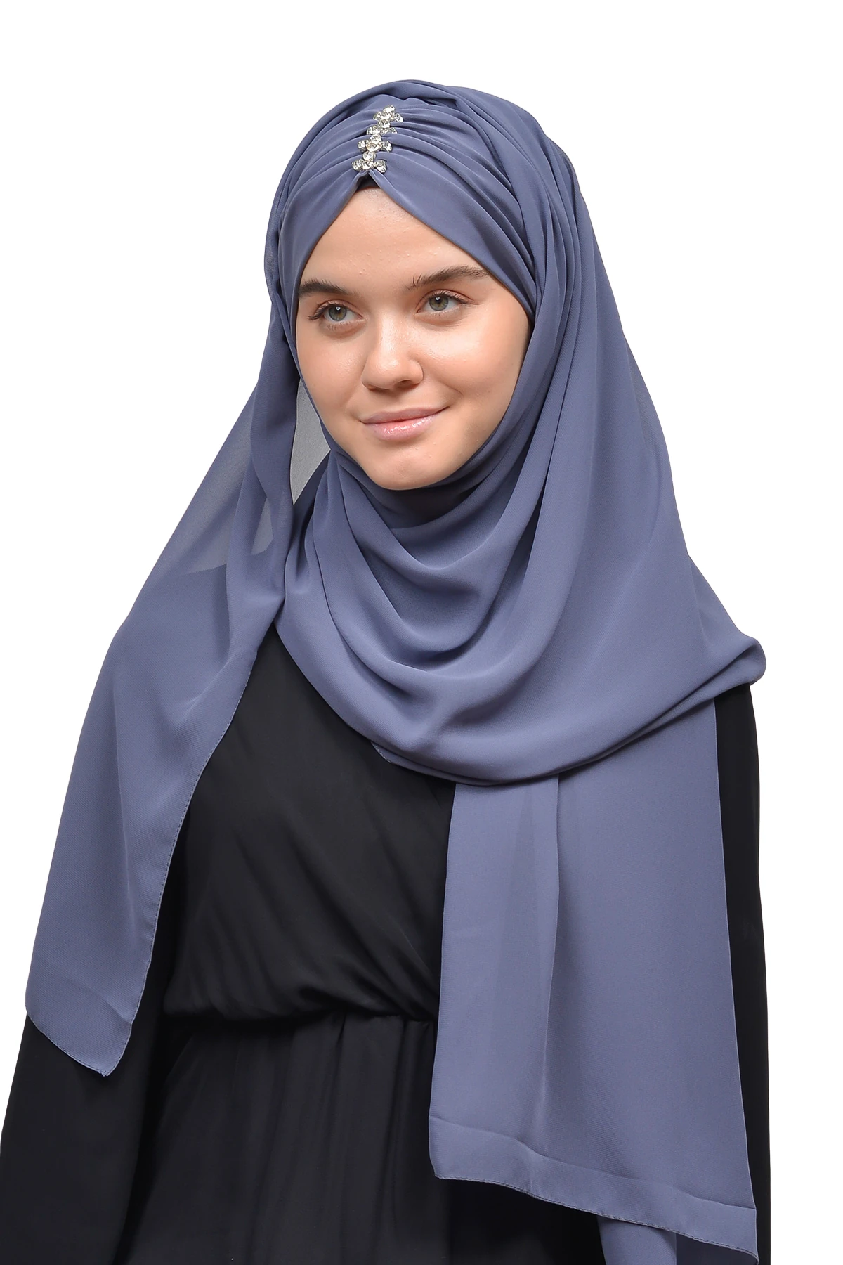 Zarif Taşlı Drapeli Hazır Pratik Şifon Tesettür Şal