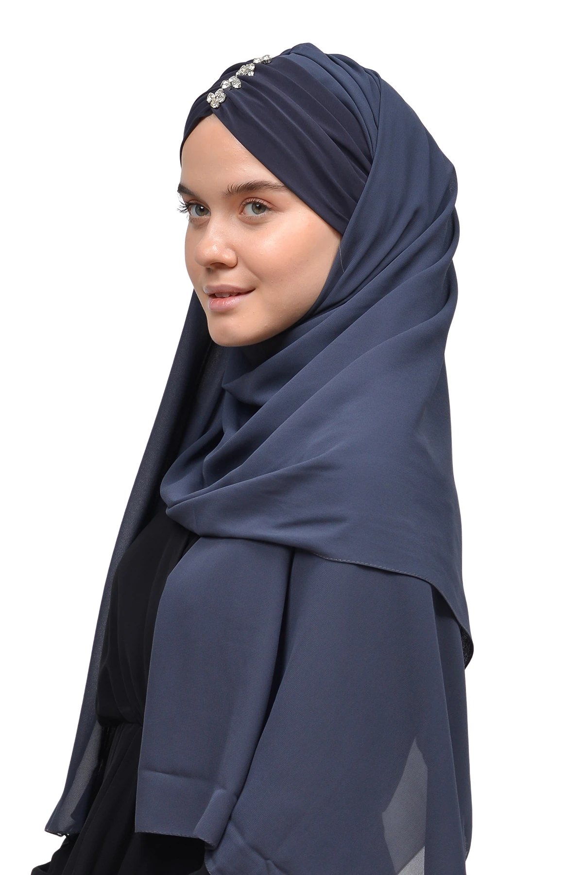 Zarif Taşlı Drapeli Hazır Pratik Şifon Tesettür Şal