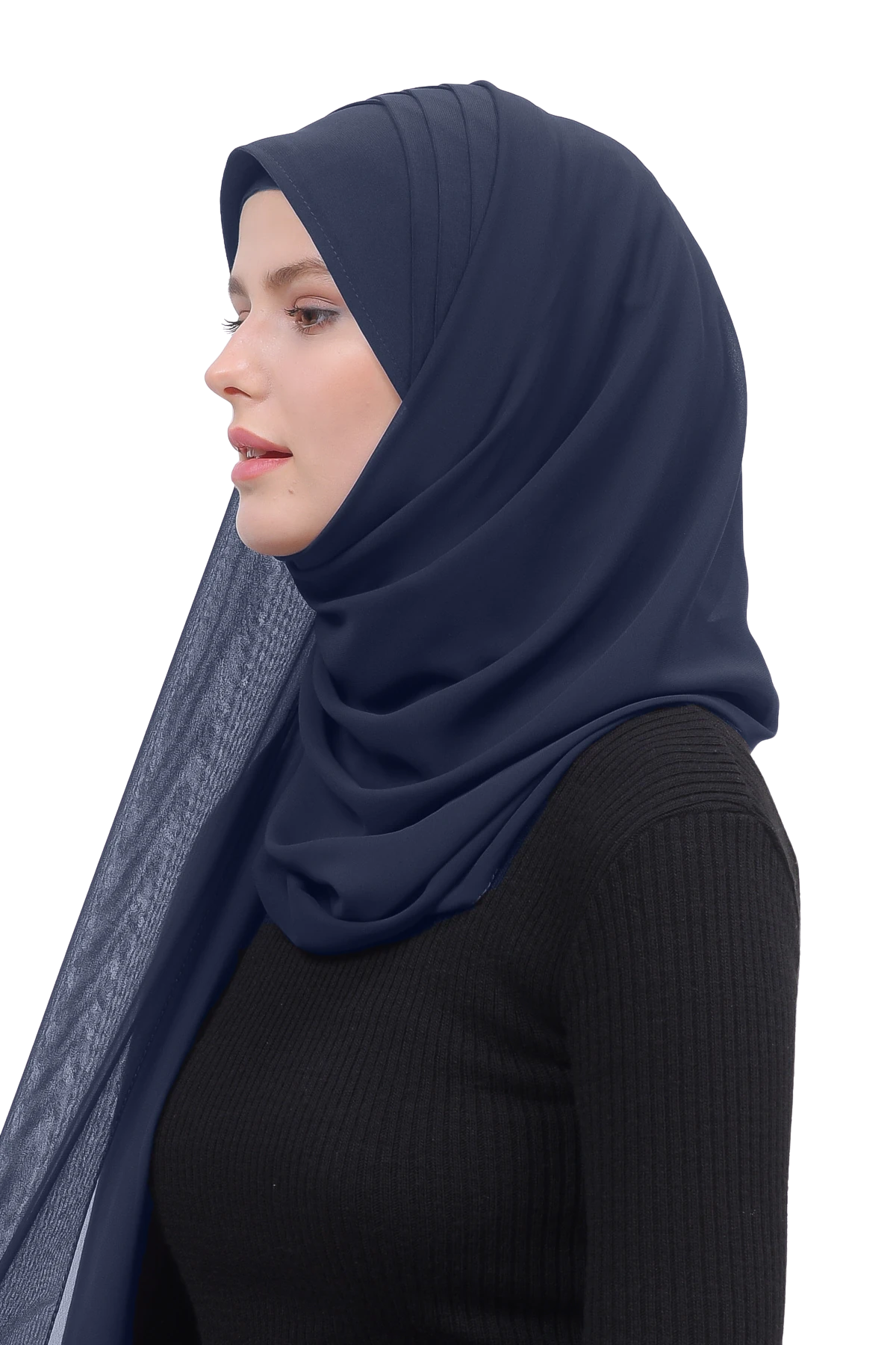 Pileli Çapraz Tela Bantlı Pratik Tesettür Şifon Şal