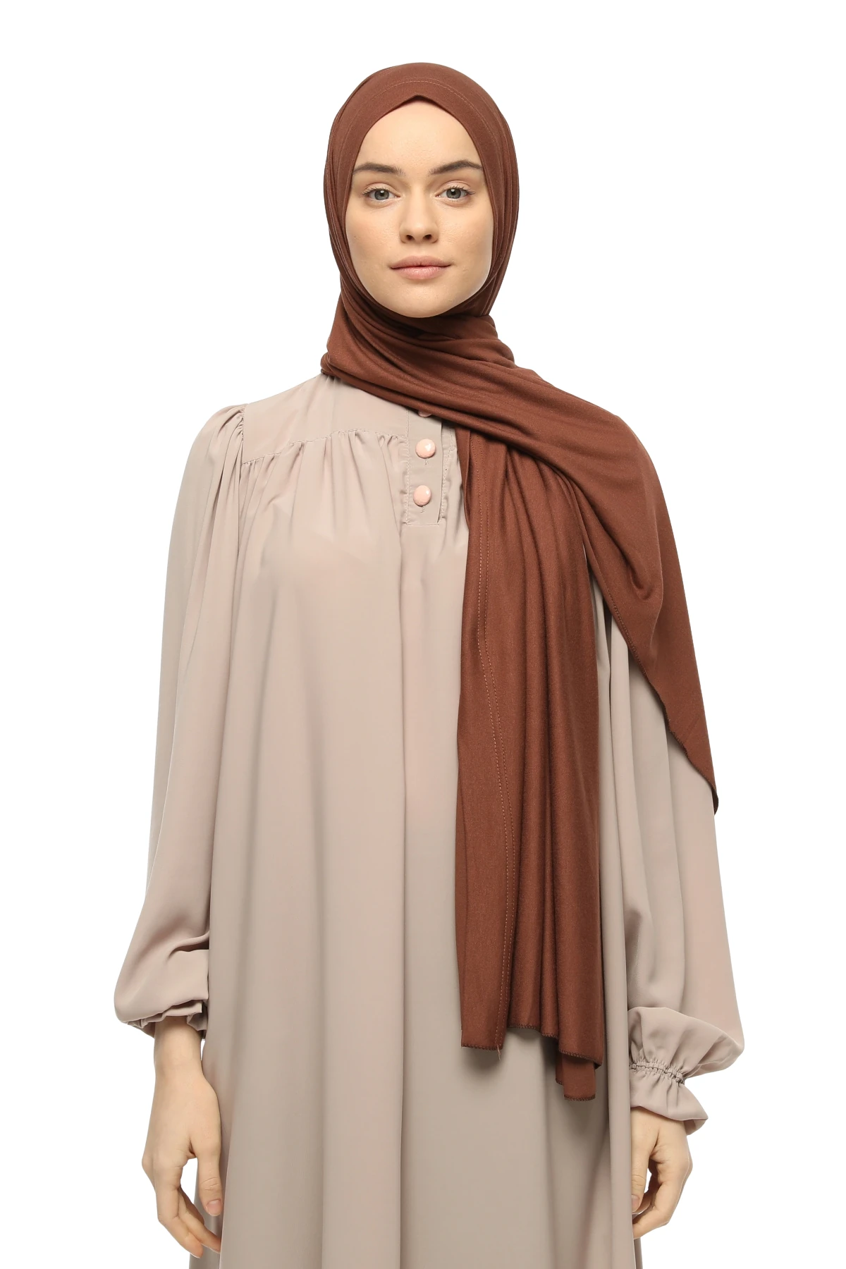 Hazır Pratik Geçmeli Lüks Organik Düz Penye Şal Eşit Hizalı