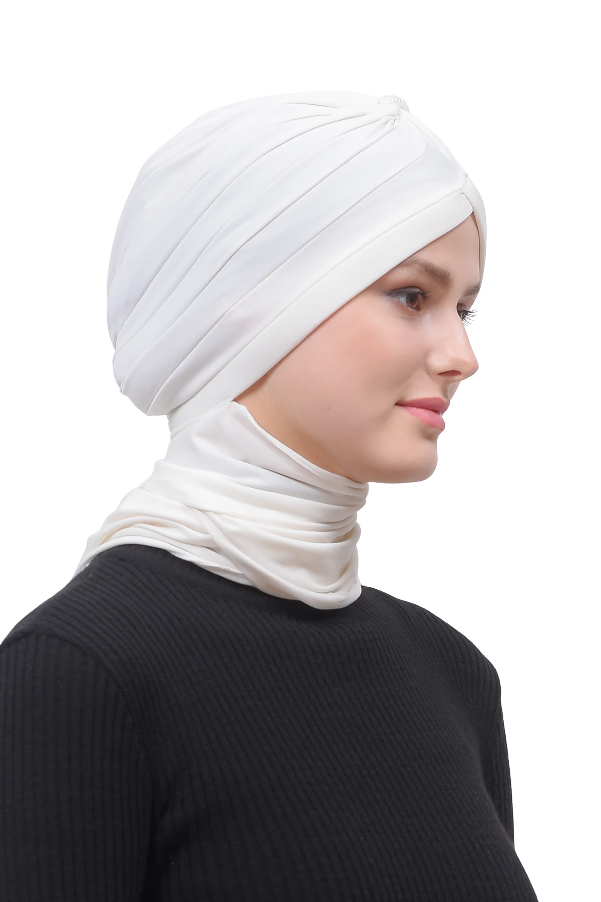 İnci Taçlı Atkılı Tesettür Bone