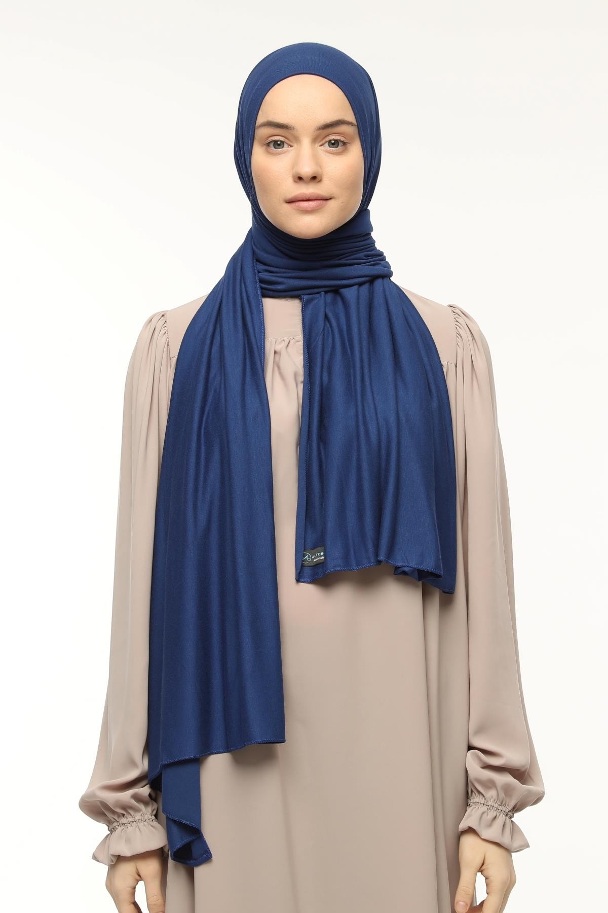 Cotton Jersey Shawl Hijab - Soft & Stretchy  - Parliament Blue