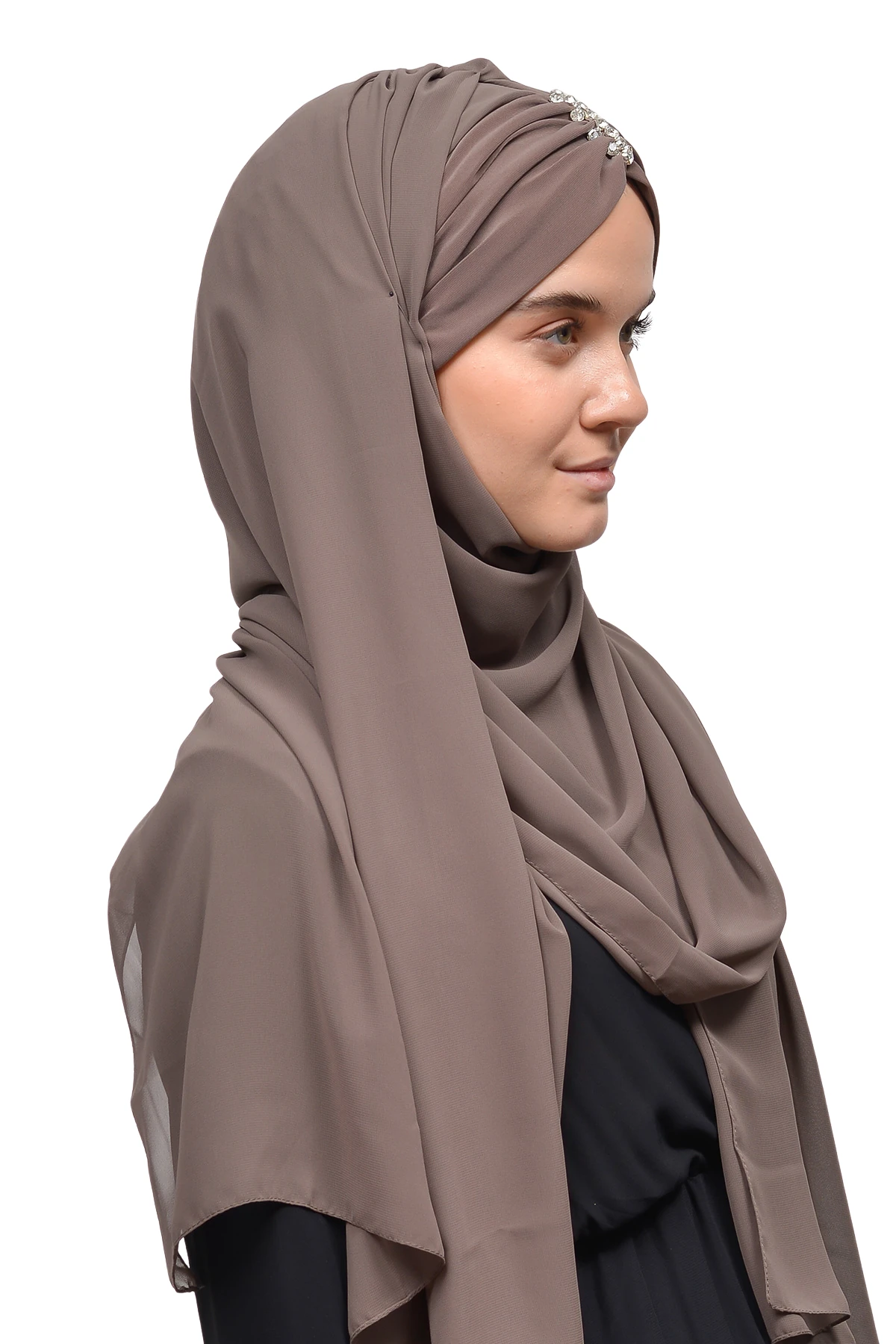Zarif Taşlı Drapeli Hazır Pratik Şifon Tesettür Şal