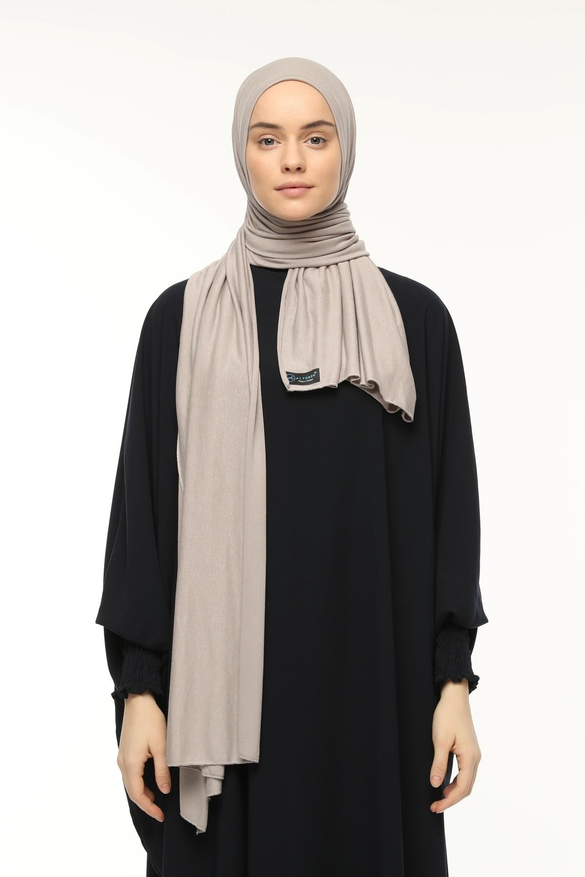 Cotton Jersey Shawl Hijab - Soft & Stretchy  - Light Mink