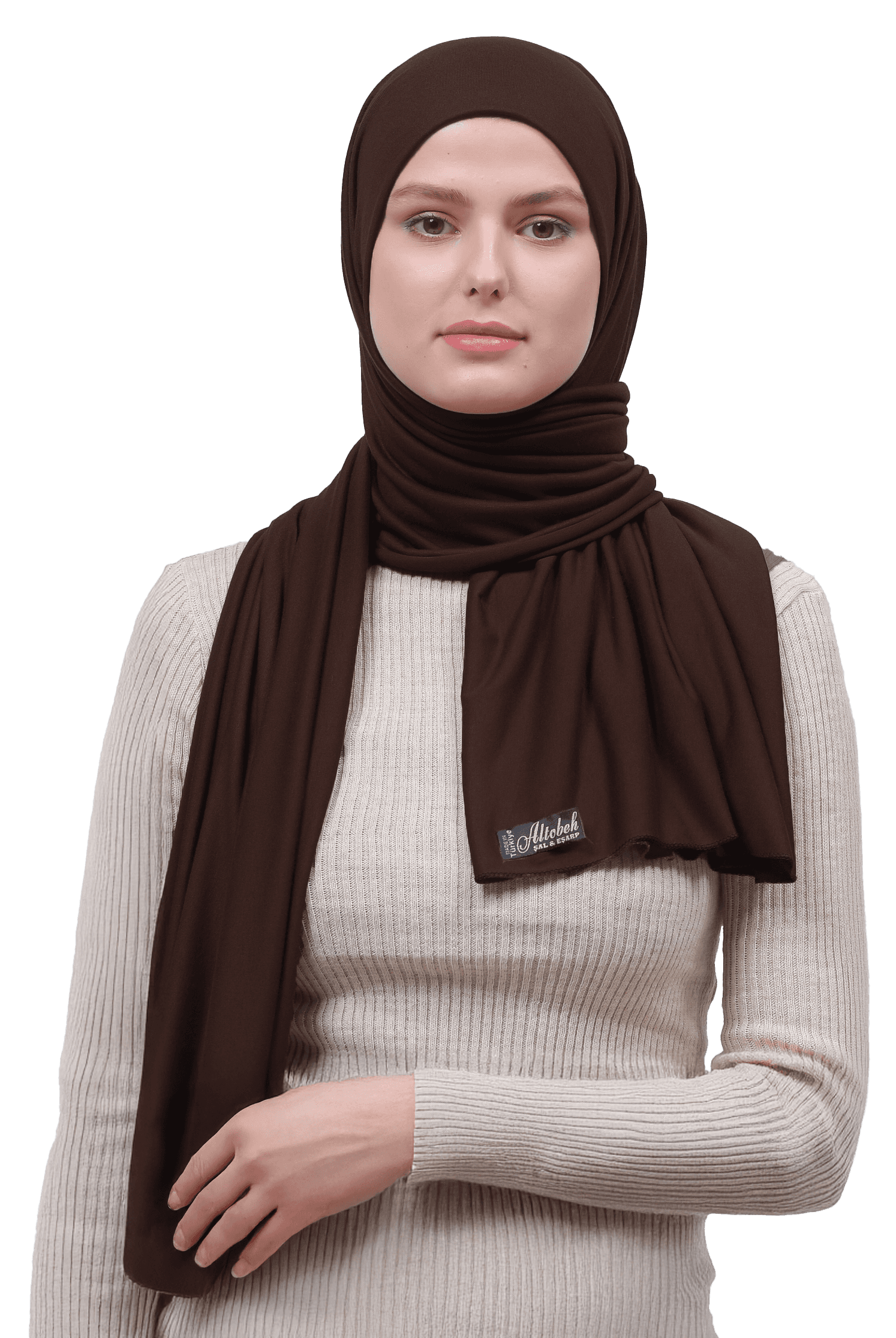 Cotton Jersey Shawl Hijab - Soft & Stretchy  - Bitter coffee