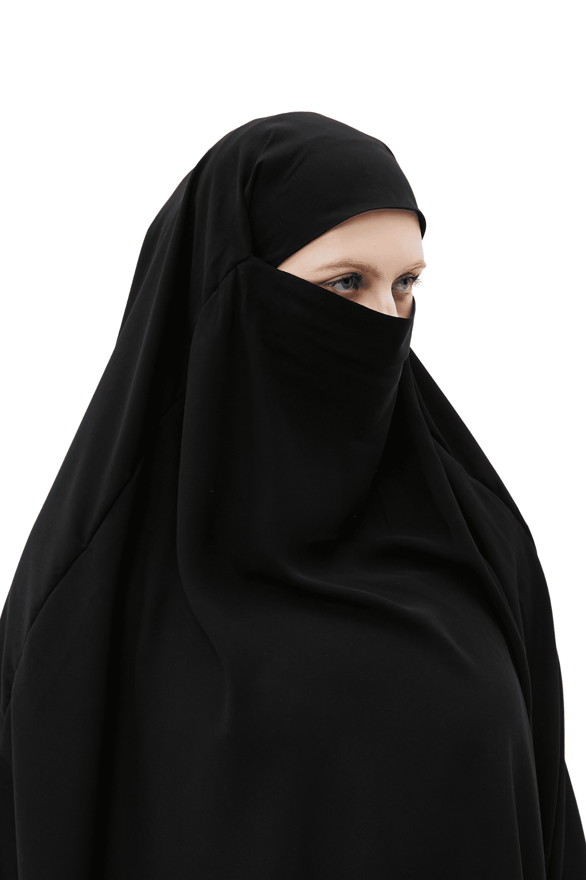 Kadın Tesettür Medine İpeği Çarşaf Üstü Peçeli Sufle Hijab