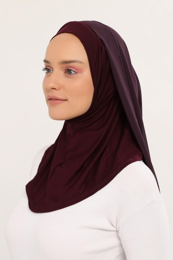 Organic Daily Wear Bonnet and Chiffon Shawl - Plum