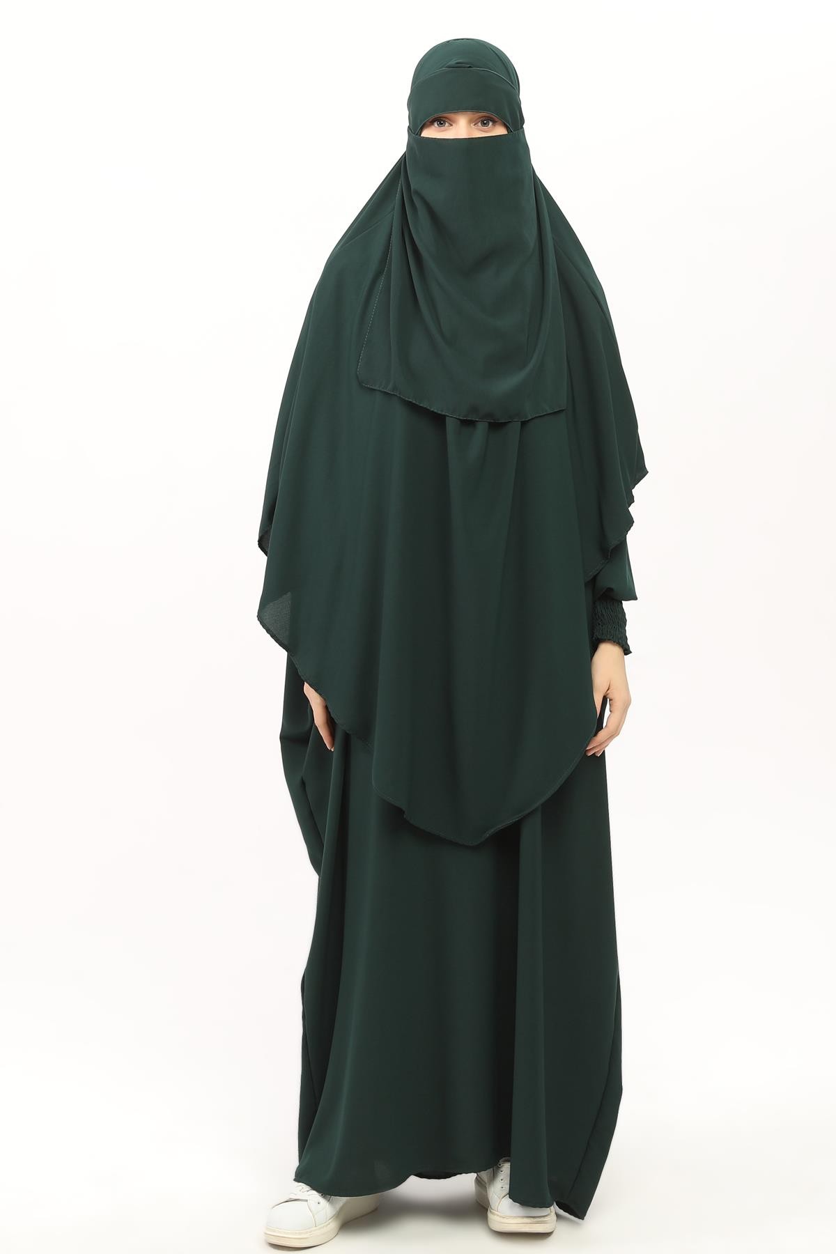 Women's 3-Piece Niqab Abaya Set - Emerald