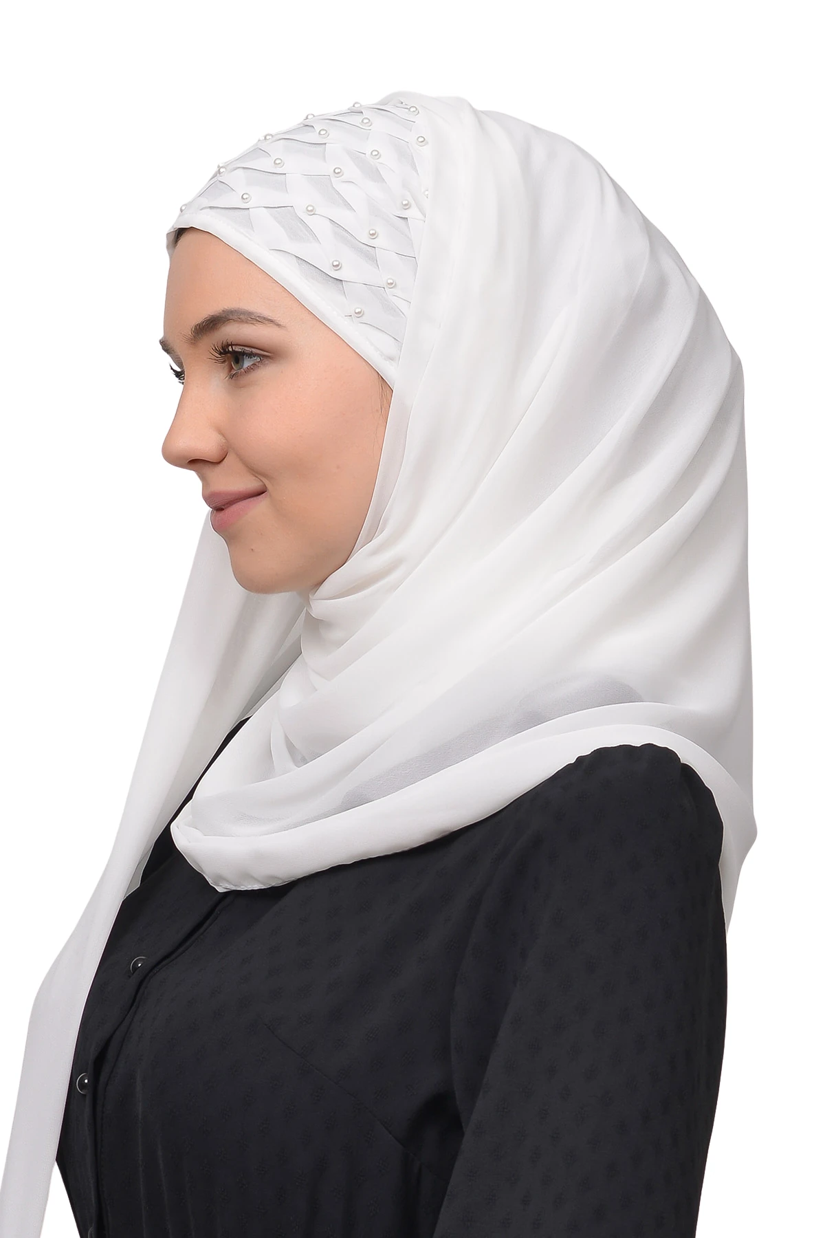 Nervure Beaded Chiffon Shawl - Versatile Wear