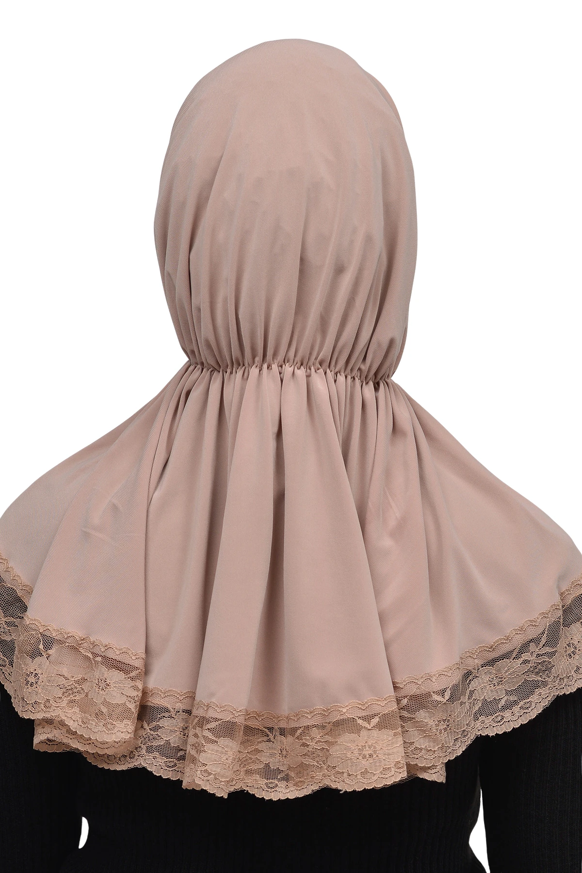 Dantelli Lastik Büzgülü Tela Bantlı Çıtçıtlı Hazır Türban Pratik Eşarp