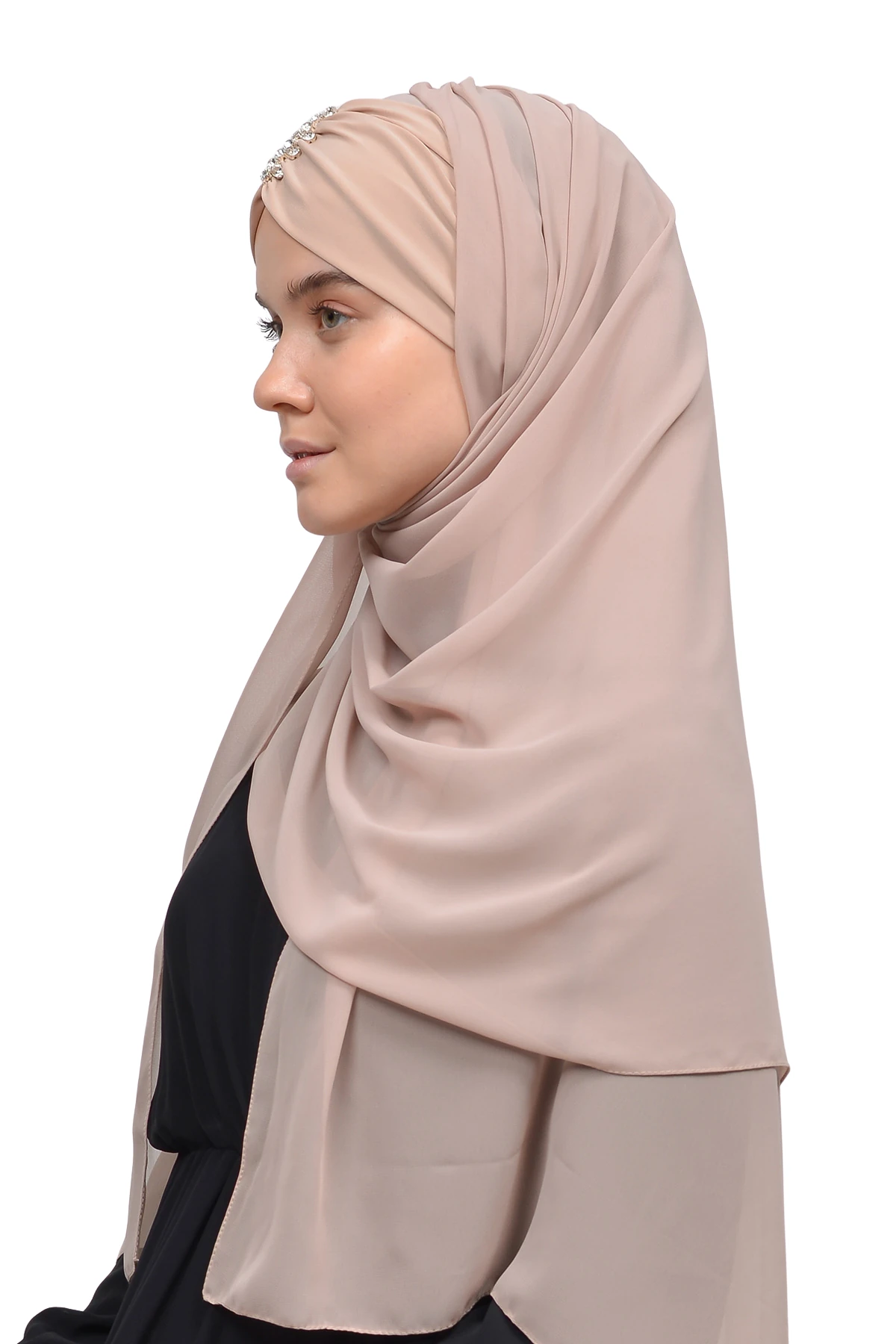 Zarif Taşlı Drapeli Hazır Pratik Şifon Tesettür Şal