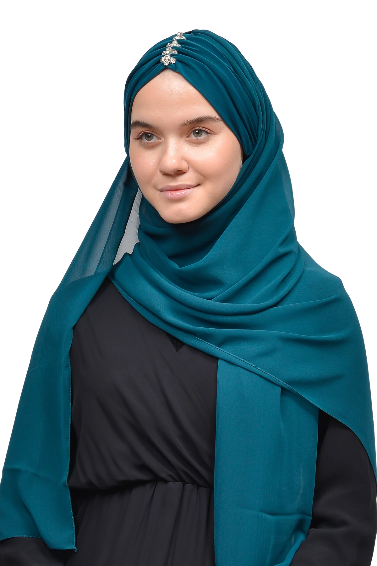 Zarif Taşlı Drapeli Hazır Pratik Şifon Tesettür Şal