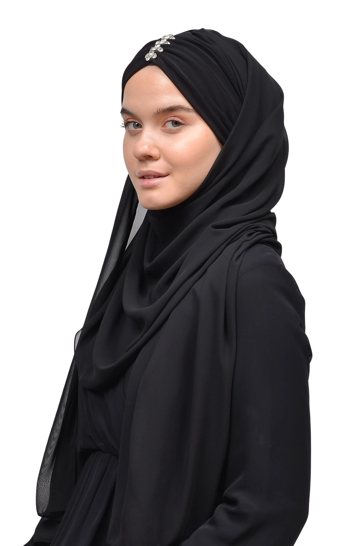 Zarif Taşlı Drapeli Hazır Pratik Şifon Tesettür Şal