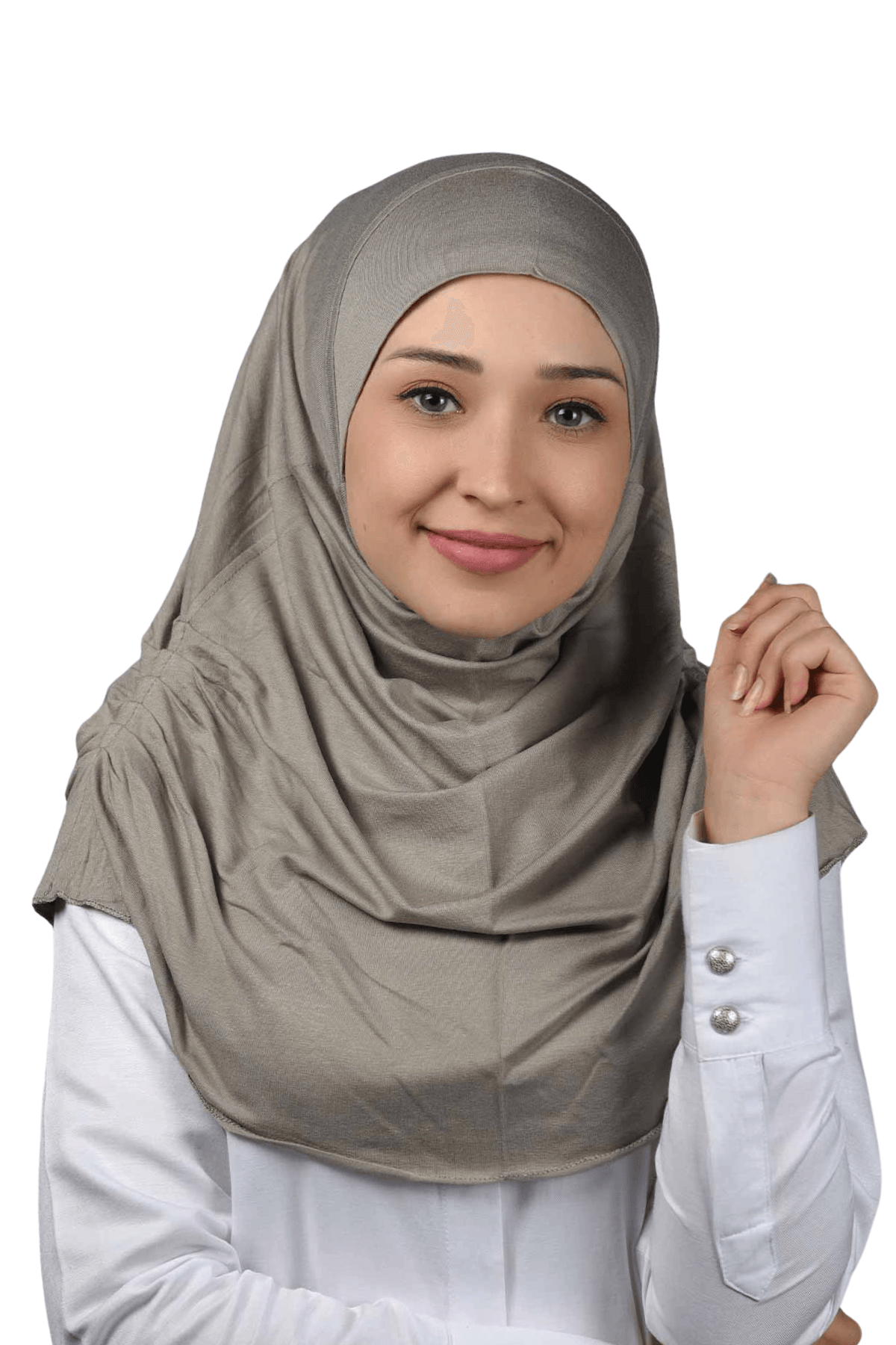 Hazır Türban Büzgülü Pileli Pratik Eşarp Tesettür Hijab - Namaz Örtüsü - Açık Vizon
