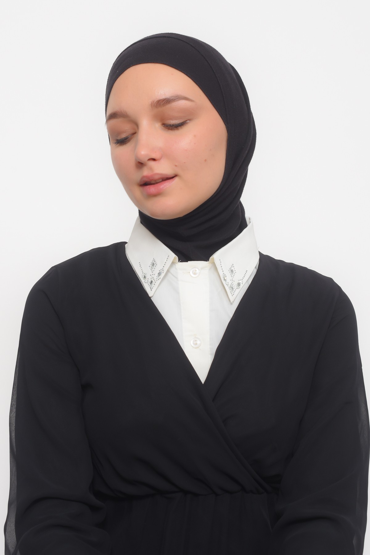 Fake Shirt Collar Neck Accessory with Button Closure