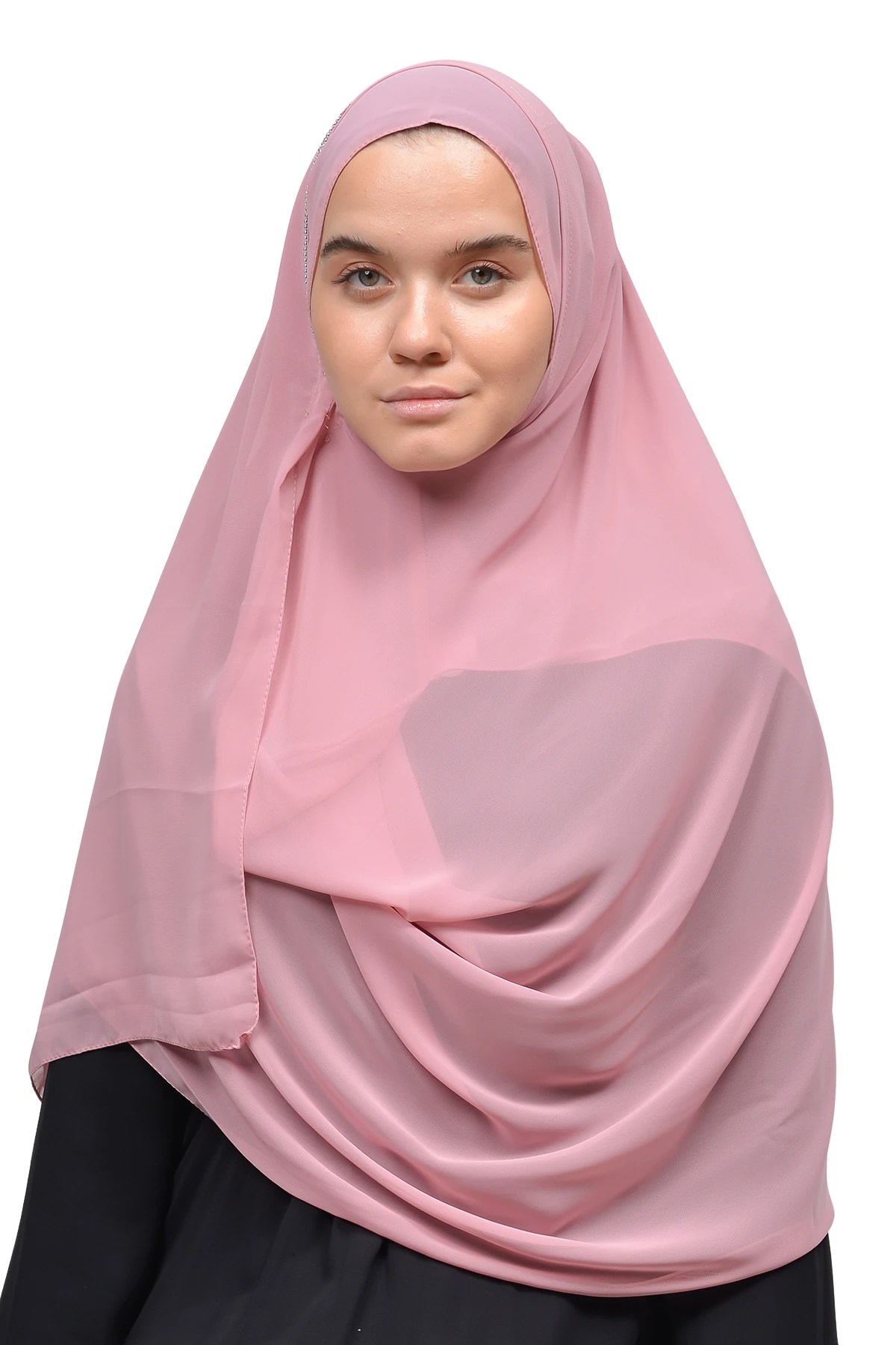 Hazır Pratik Taşlı Malezya Tesettür Şifon Şal