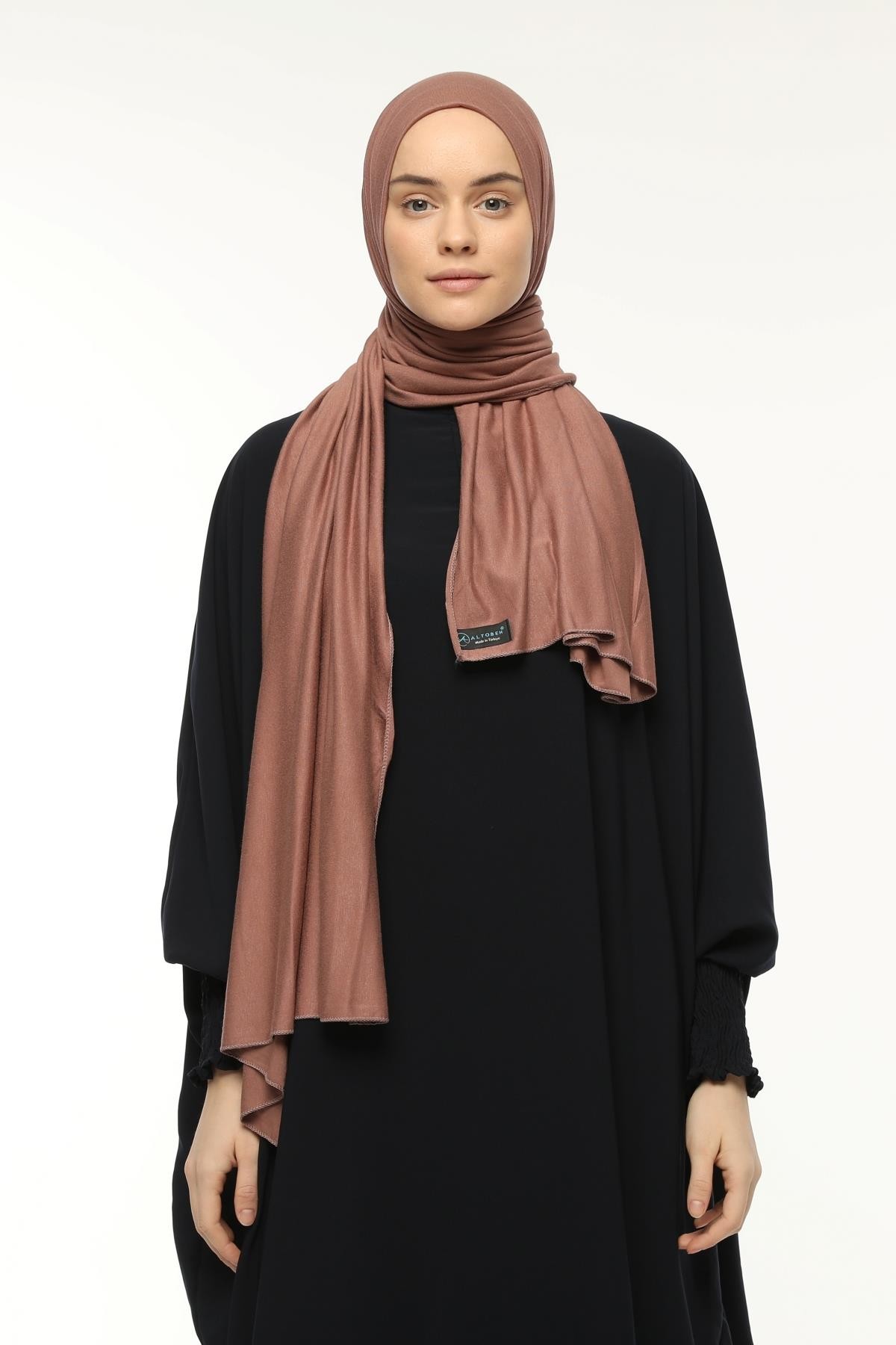 Cotton Jersey Shawl Hijab - Soft & Stretchy  - Dark Earth Color