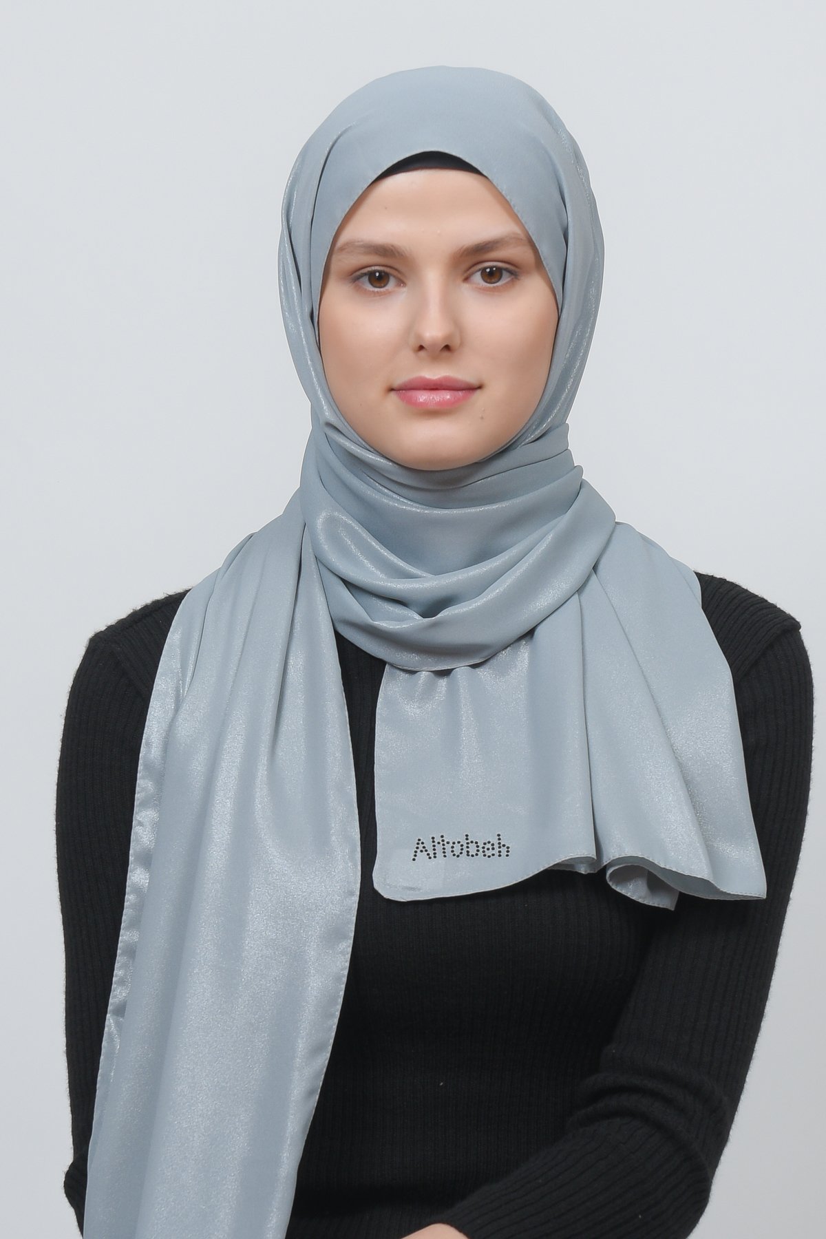 Glittery Chiffon Shawl Hijab - Elegant Evening Wear - Grey