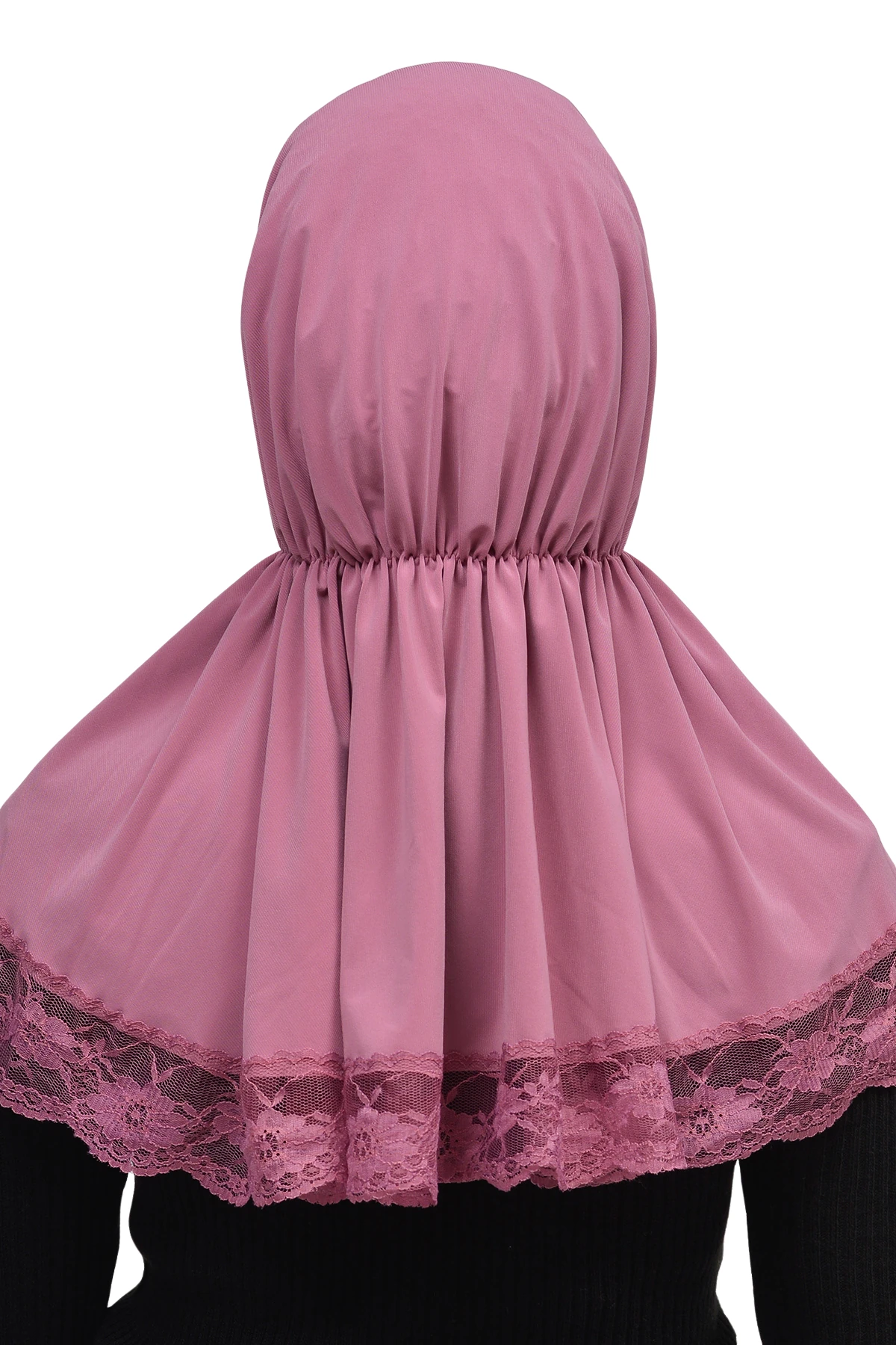 Dantelli Lastik Büzgülü Tela Bantlı Çıtçıtlı Hazır Türban Pratik Eşarp