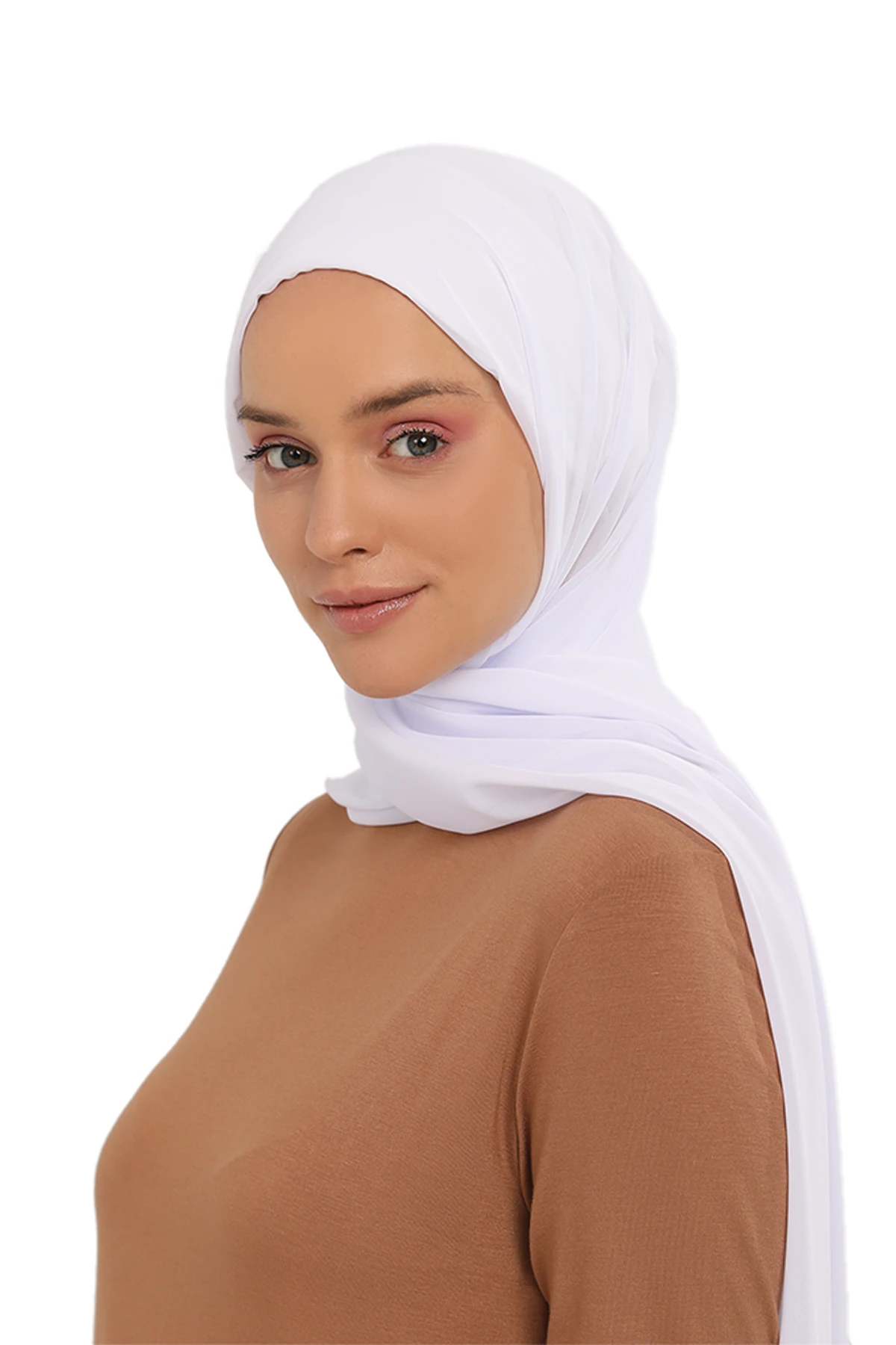 Hazır Pratik Lüks Geçmeli Lastikli Boneli Şifon Şal