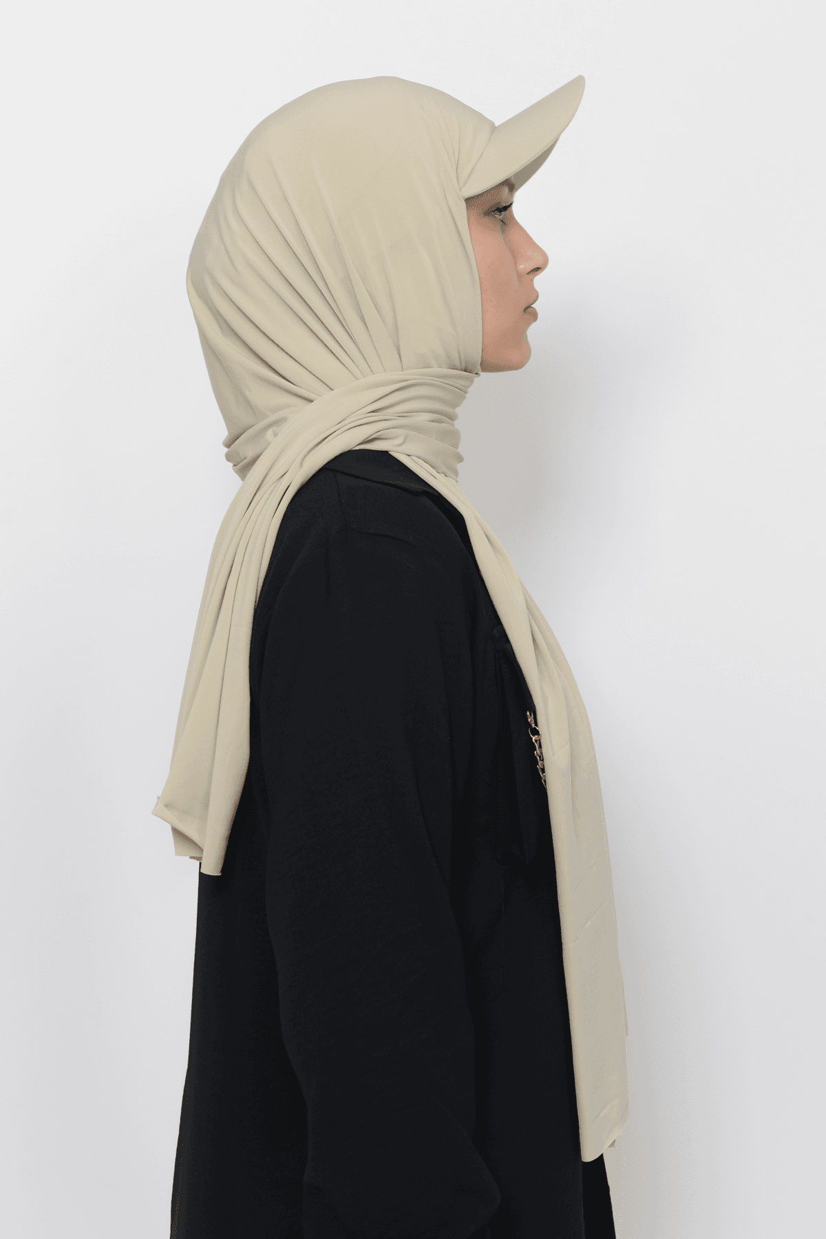 Practical Sandy Fabric Scarf with Cap