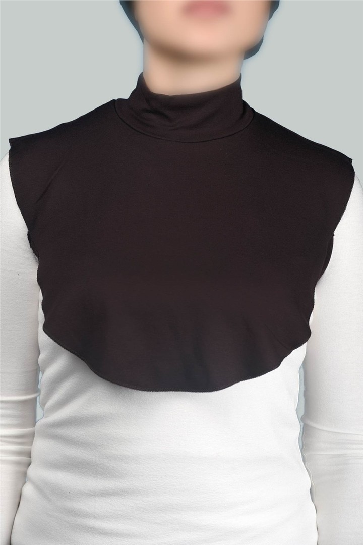 Straight Turtleneck Neck Combed Hijab Collar - Comfortable and Practical - Dark Brown