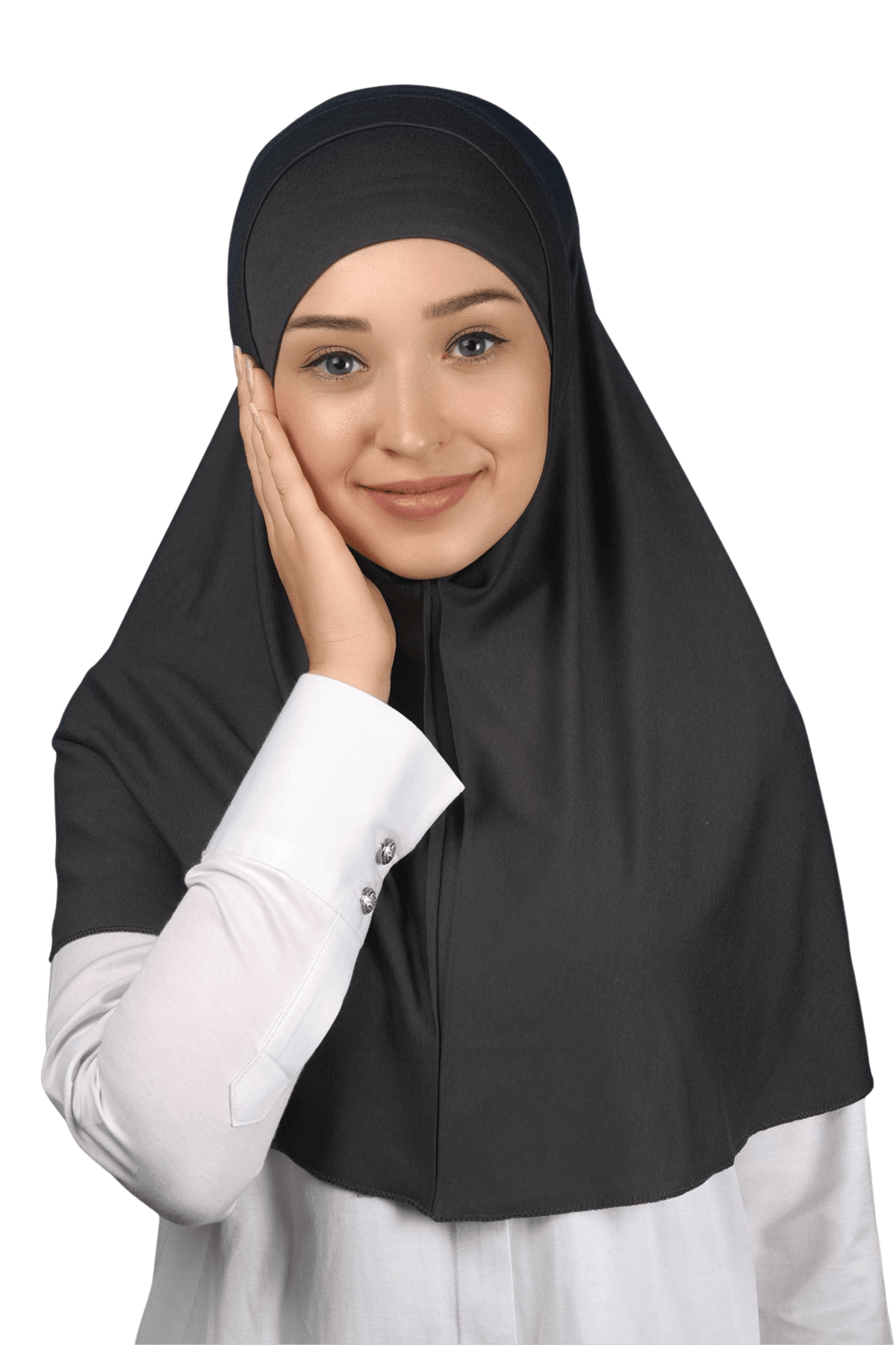 İkili Set Pratik Eşarp Hazır Türban ve Hijab Tesettür Bonesi - Füme