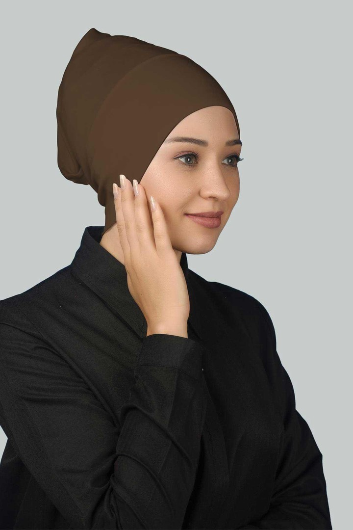 Instant Practical Snap-On Long Hijab Bonnet - Dark Mink