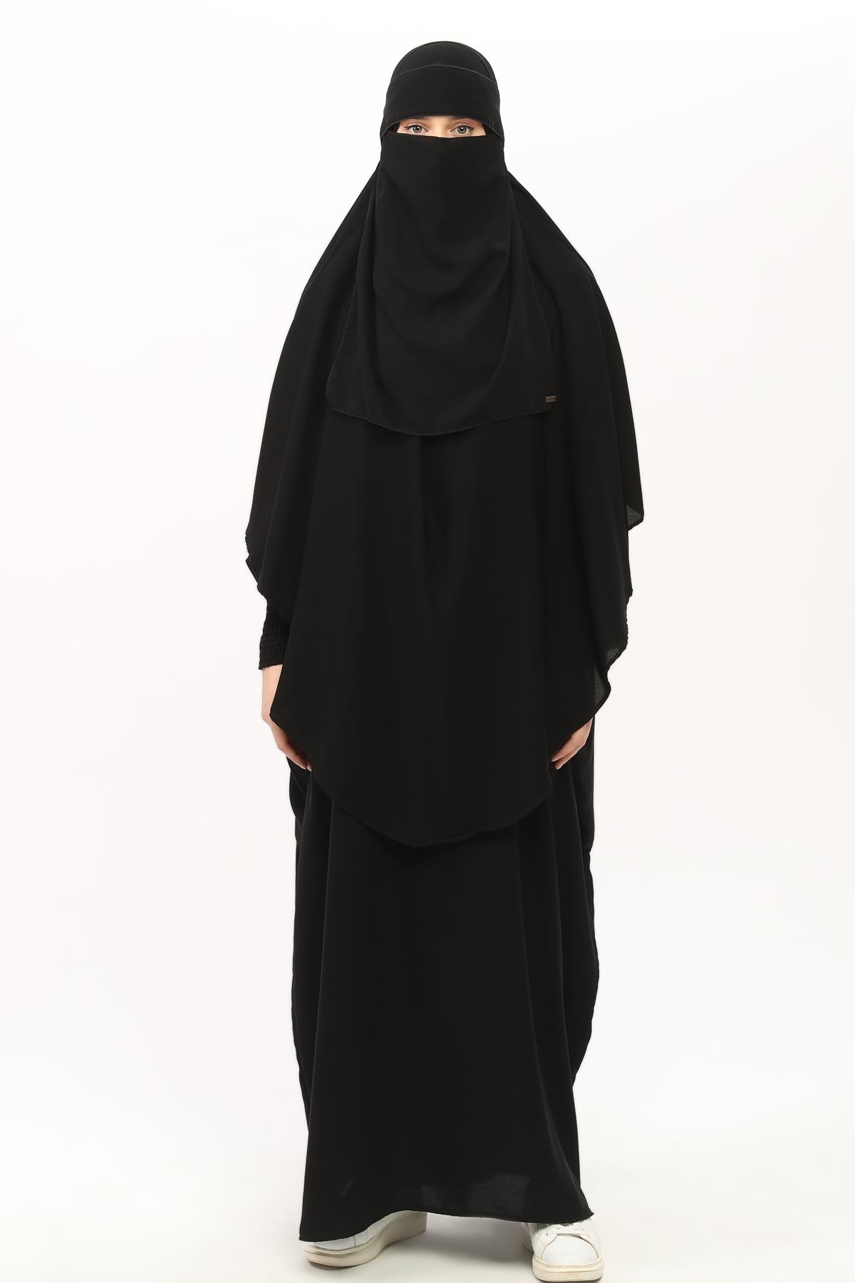 Women's 3-Piece Niqab Abaya Set - Black