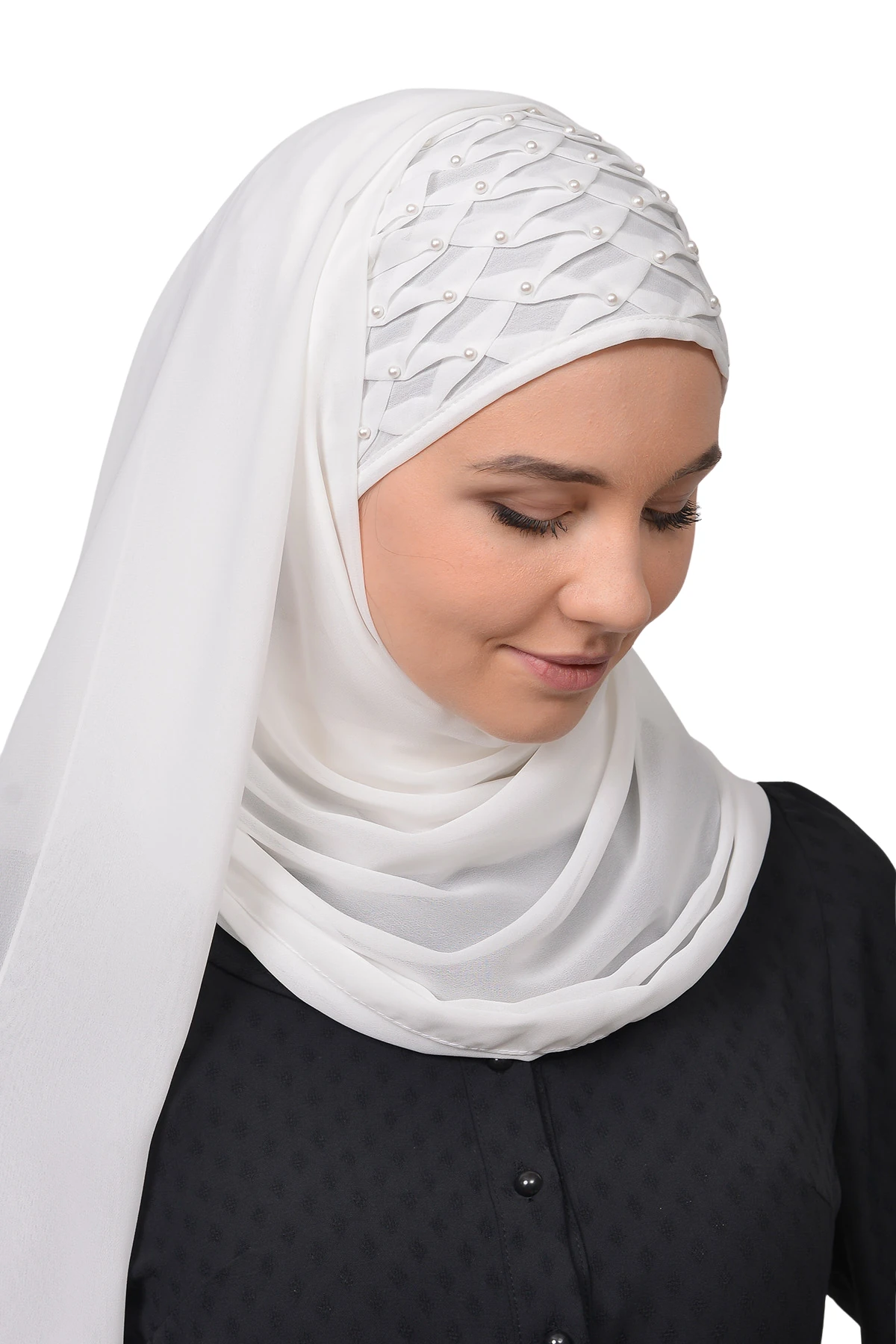 Nervure Beaded Chiffon Shawl - Versatile Wear