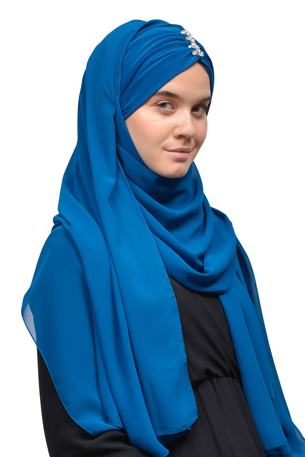 Zarif Taşlı Drapeli Hazır Pratik Şifon Tesettür Şal