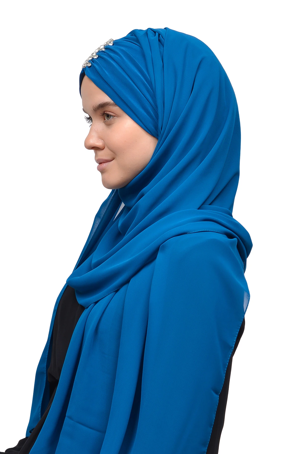 Zarif Taşlı Drapeli Hazır Pratik Şifon Tesettür Şal