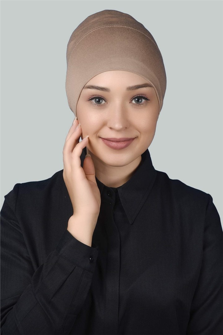 Instant Practical Snap-On Long Hijab Bonnet - Dark Beige