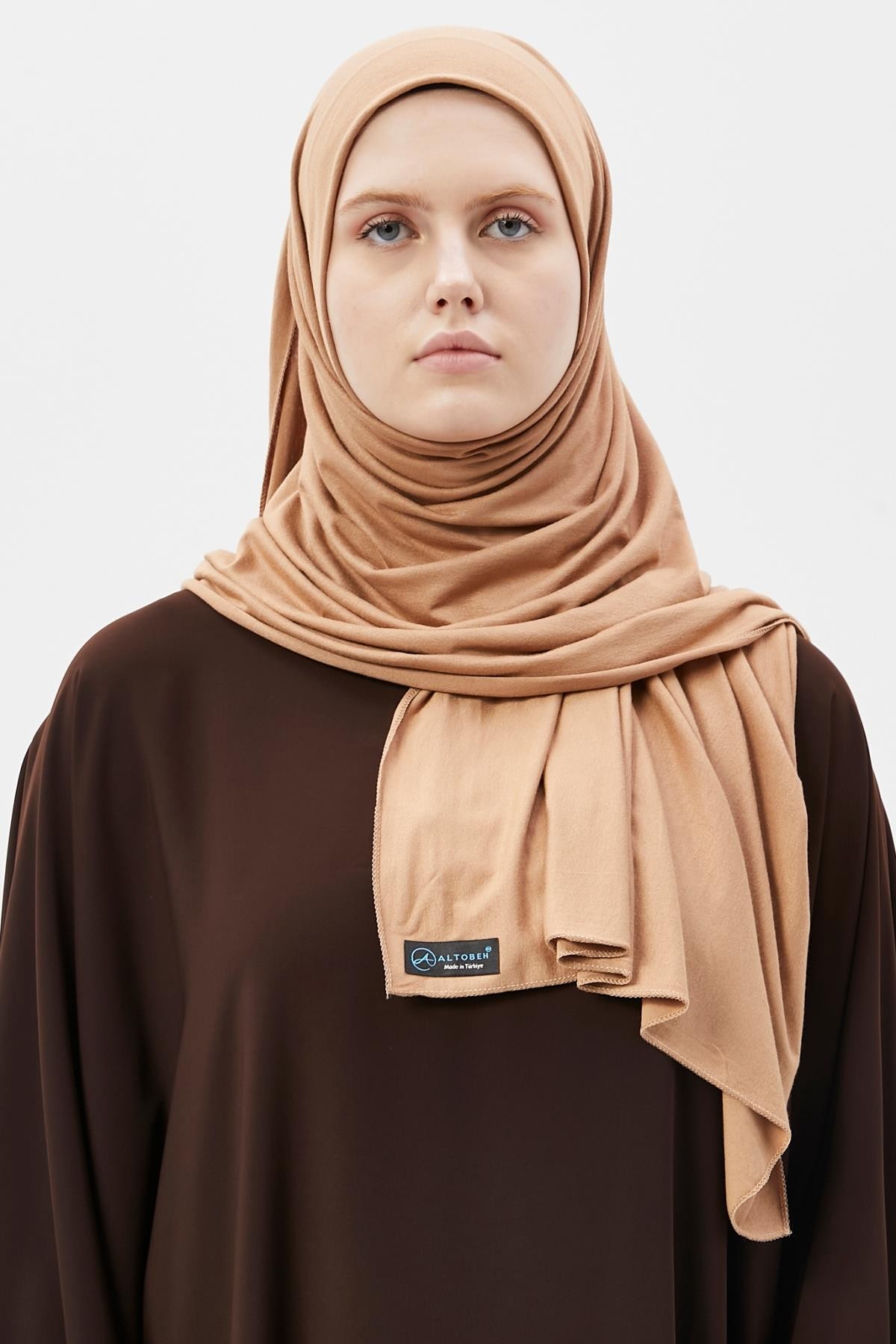 Cotton Jersey Shawl Hijab - Soft & Stretchy  - Camel