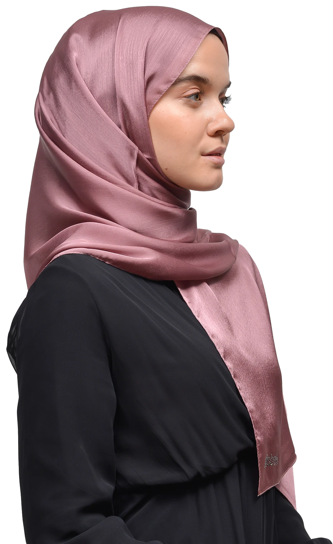 Janjan Parlak Saten Dokulu Tesettür Abiye Şifon Şal