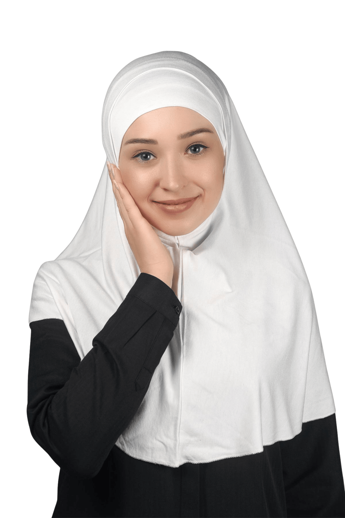 İkili Set Pratik Eşarp Hazır Türban ve Hijab Tesettür Bonesi - Ekru