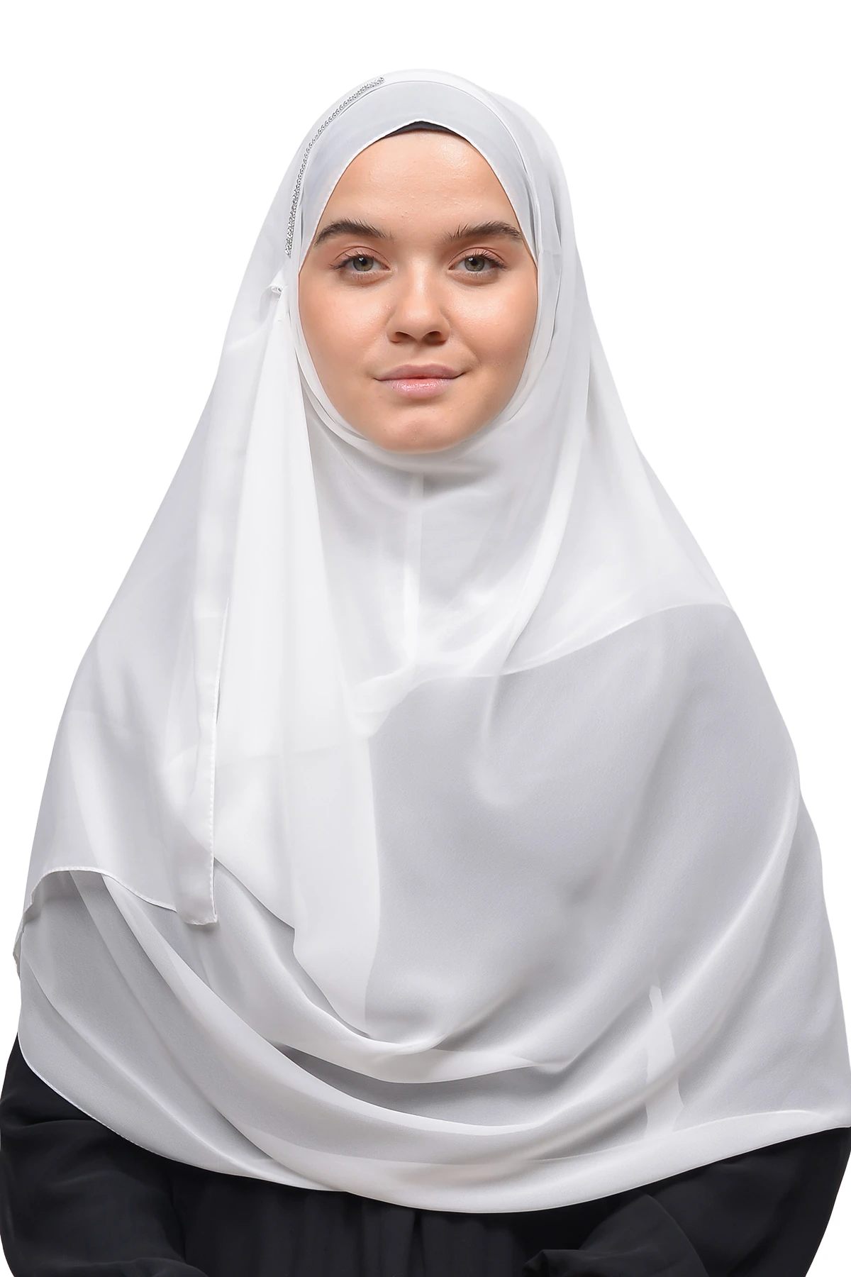 Hazır Pratik Taşlı Malezya Tesettür Şifon Şal