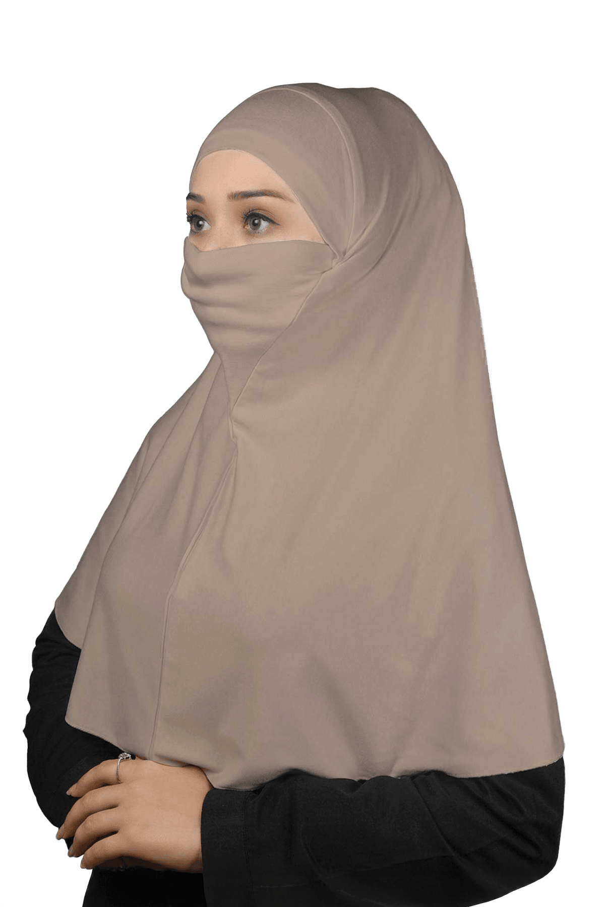 Practical Hijab Scarf with Niqab - Light Mink