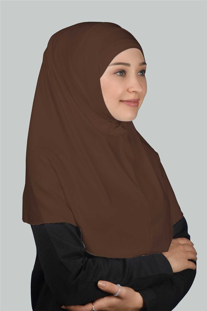 İkili Set Pratik Eşarp Hazır Türban ve Hijab Tesettür Bonesi - Koyu Çikolata