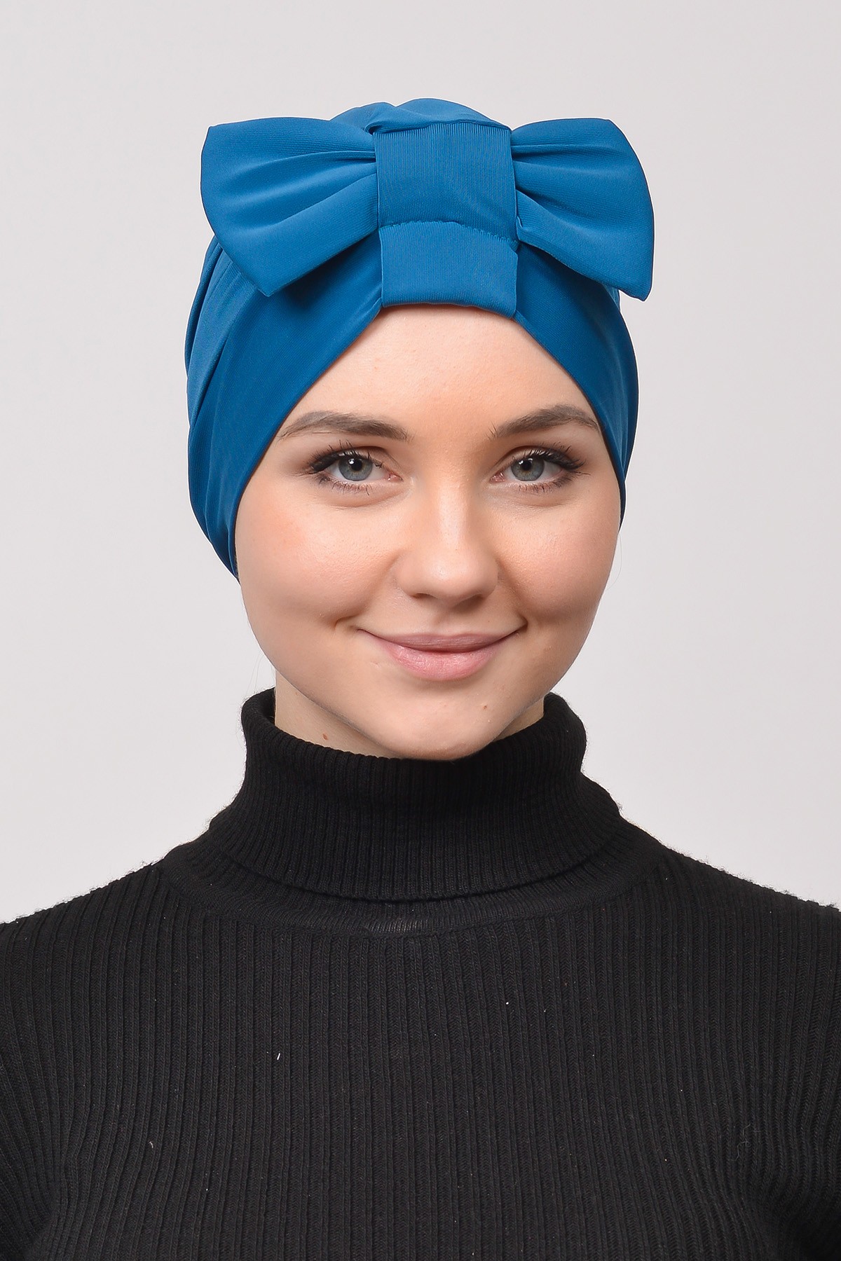 Bow Bonnet Instant Hijab  - Light Petrol Color